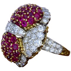 Ruby and Diamond Ring of Bombé Design