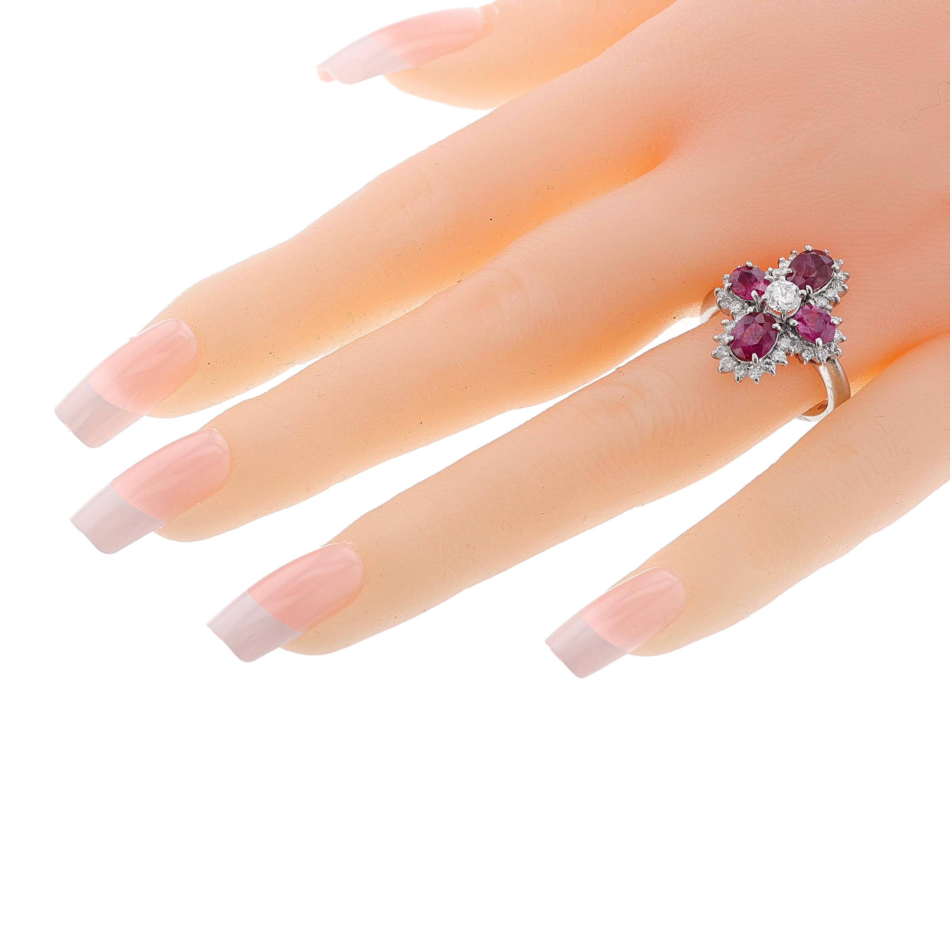 Ruby and Diamond Ring, Platinum For Sale 2