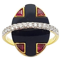 Ruby and Diamond Ring Set in 18 Karat Gold by Kavant & Sharart