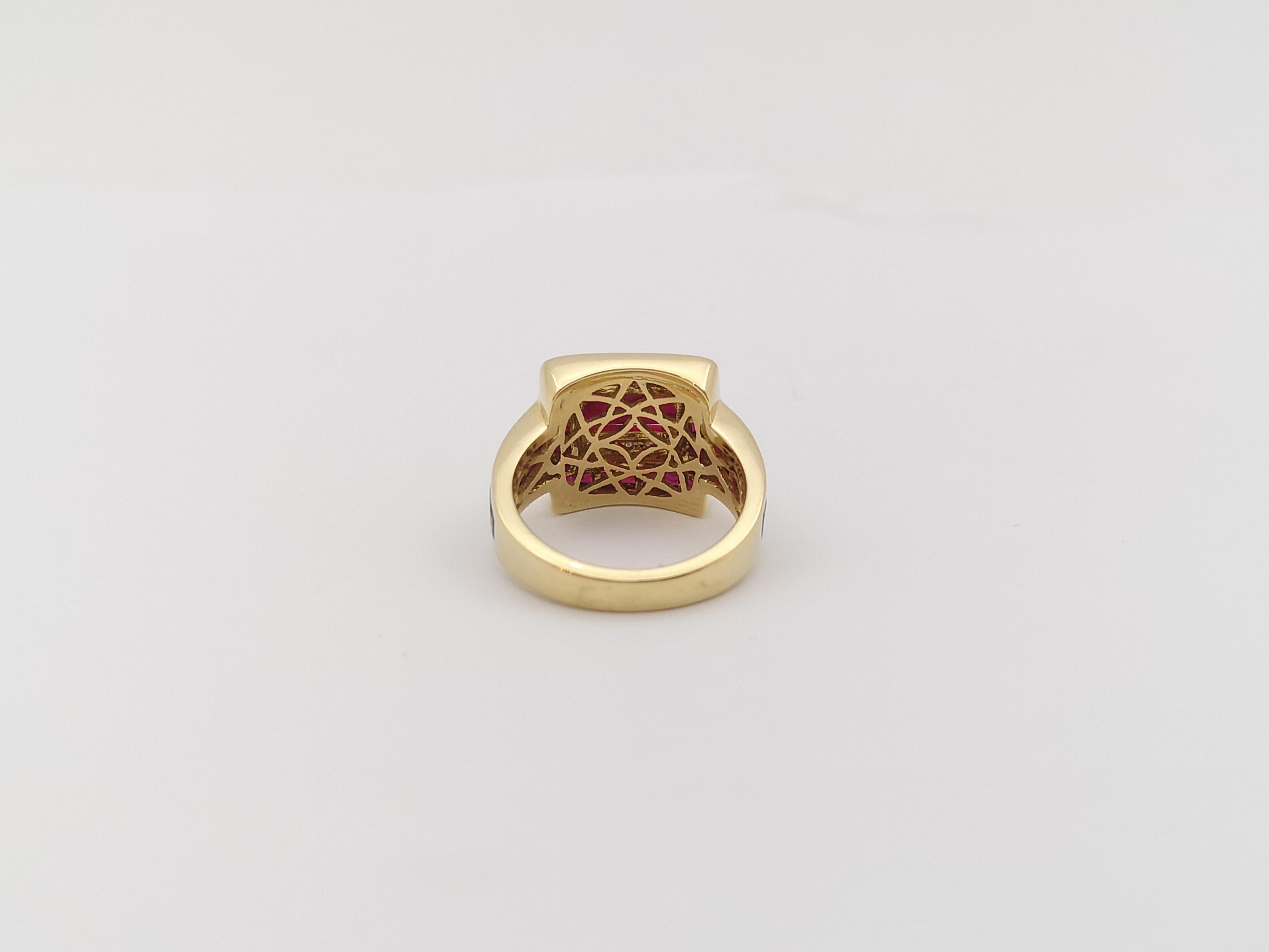 Ring mit Rubin und Diamant in 18 Karat Goldfassung im Angebot 4