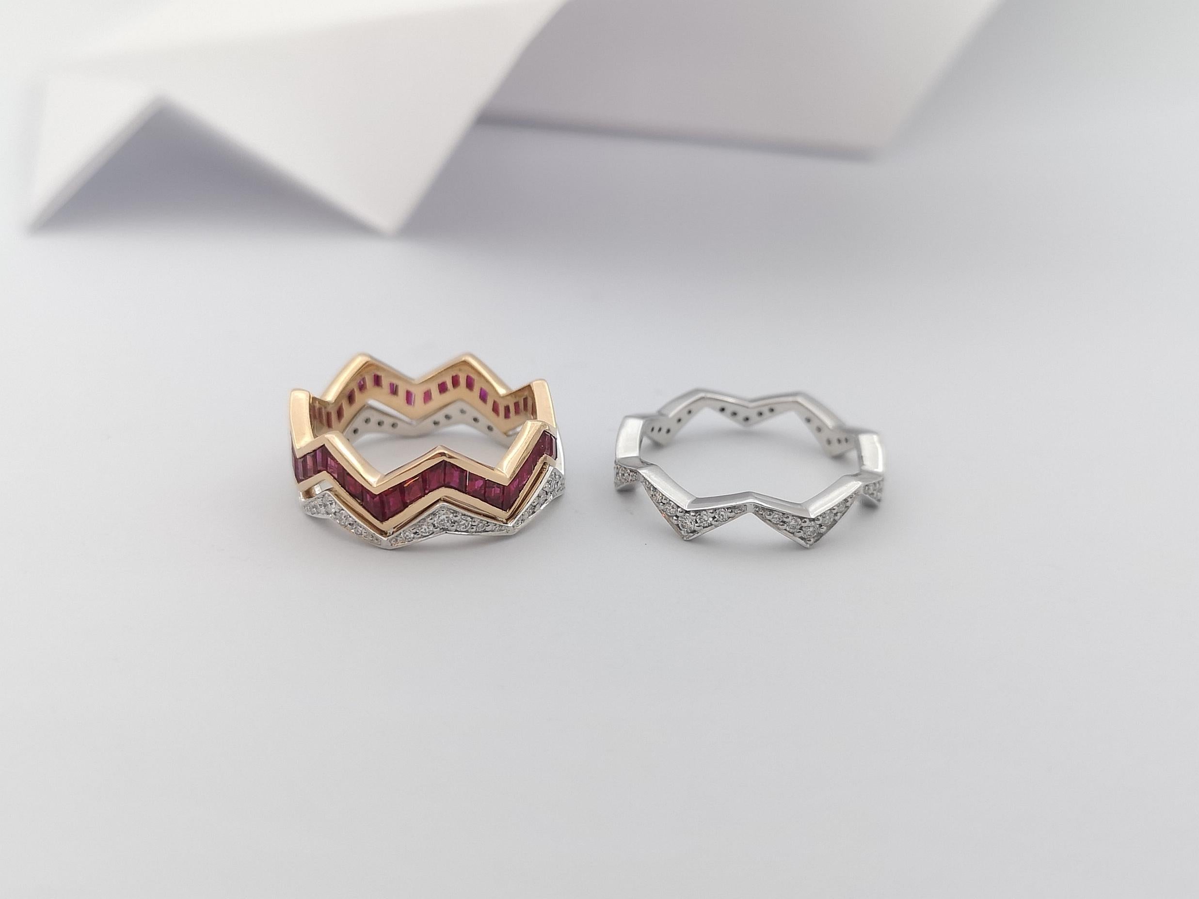 Anello con rubini e diamanti in oro rosa/bianco 18 carati in vendita 6