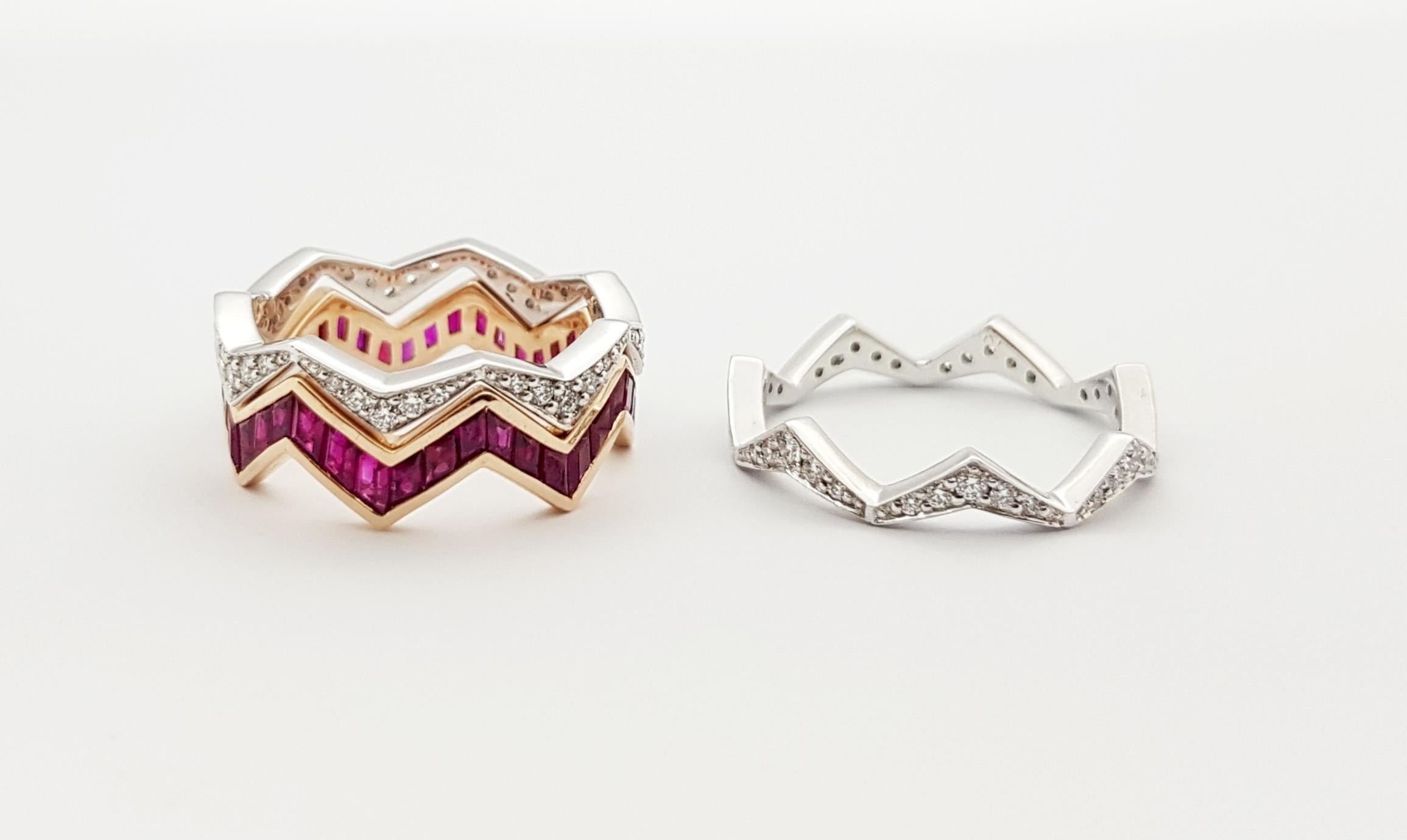 Anello con rubini e diamanti in oro rosa/bianco 18 carati in vendita 10