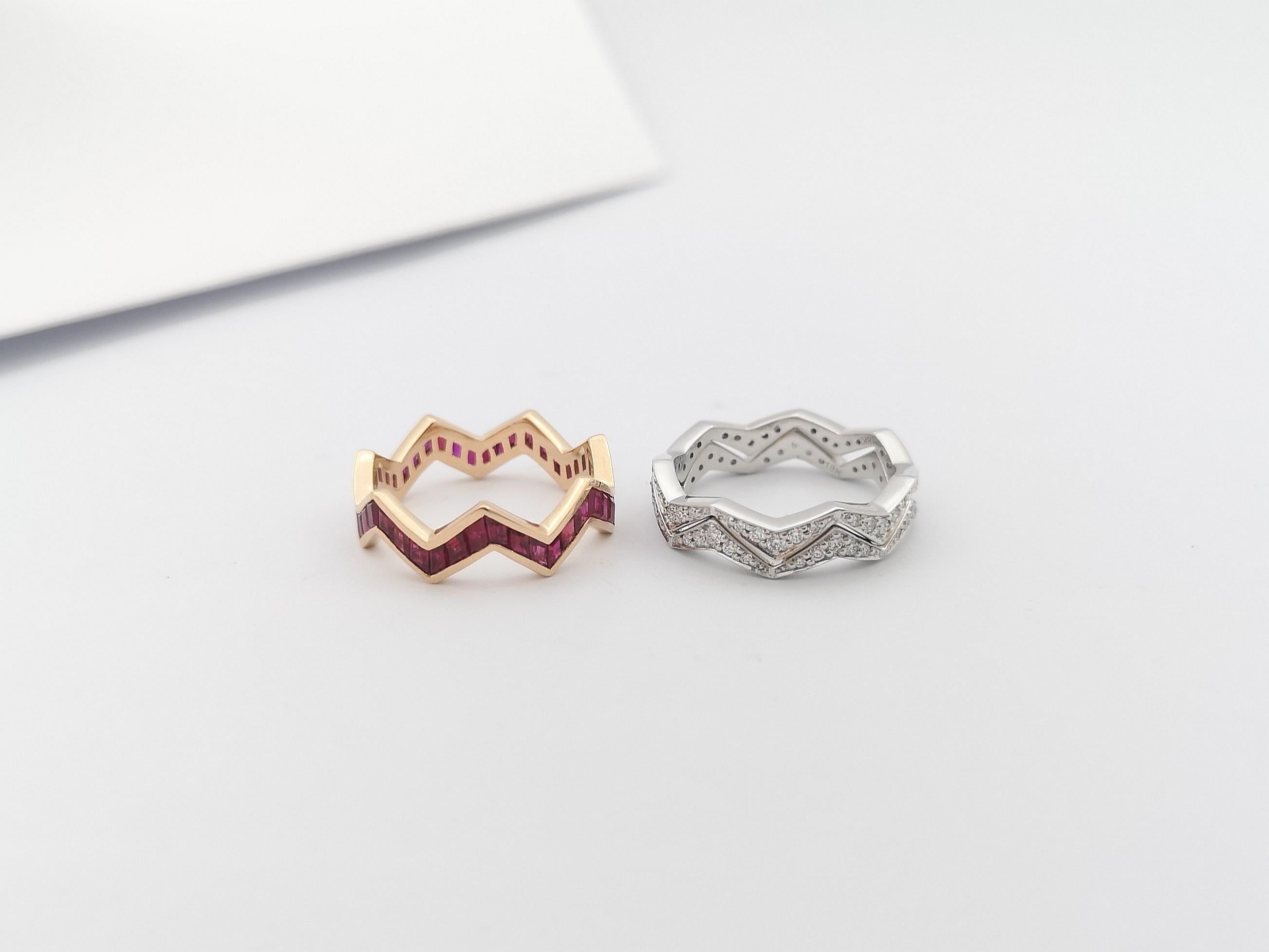 Anello con rubini e diamanti in oro rosa/bianco 18 carati in vendita 11