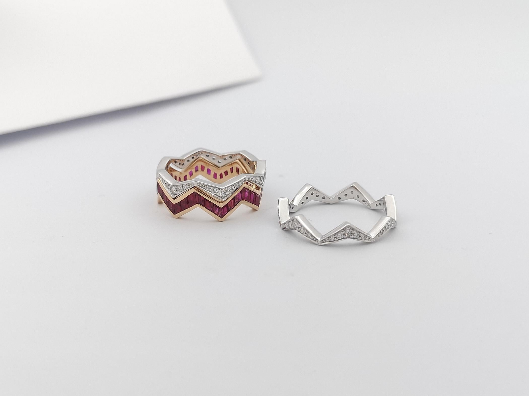Anello con rubini e diamanti in oro rosa/bianco 18 carati in vendita 12