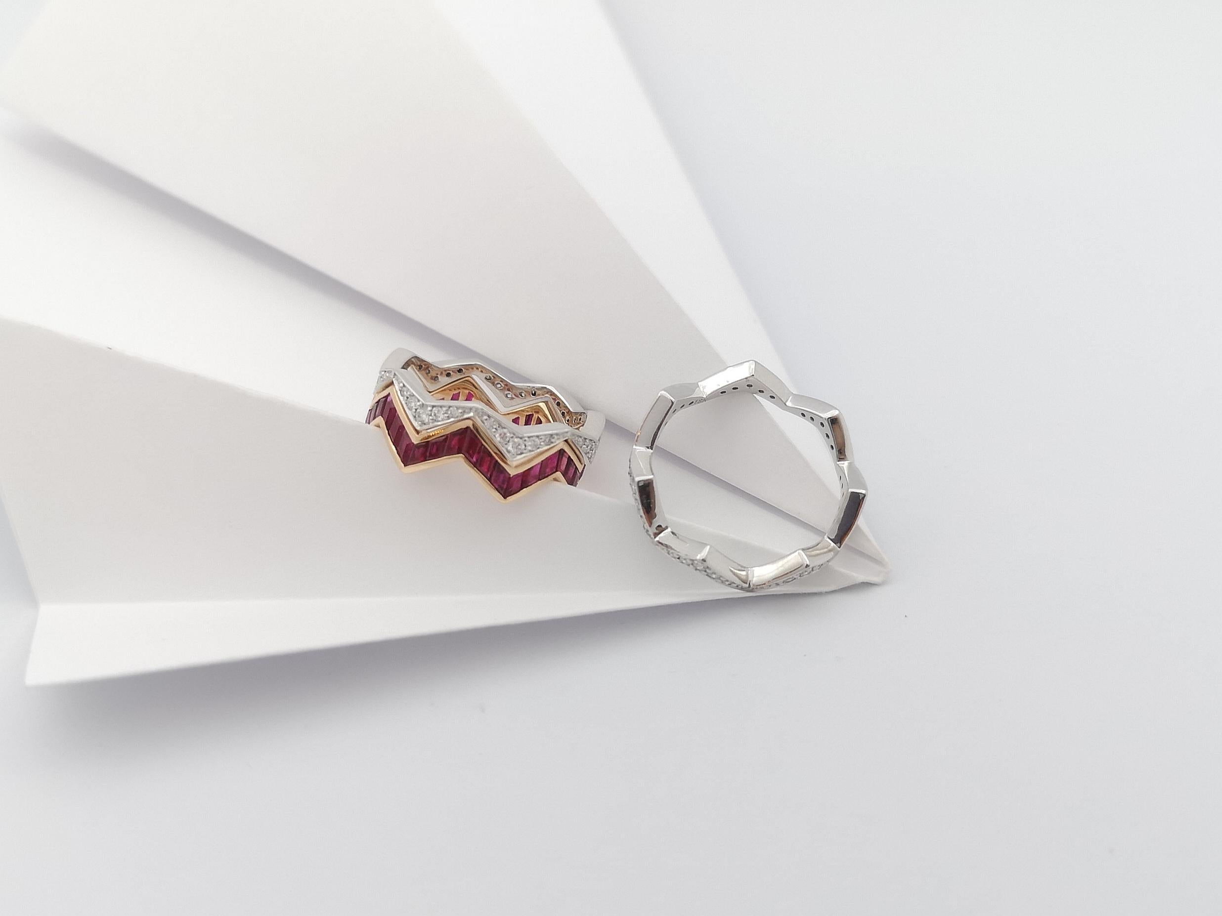 Anello con rubini e diamanti in oro rosa/bianco 18 carati in vendita 13