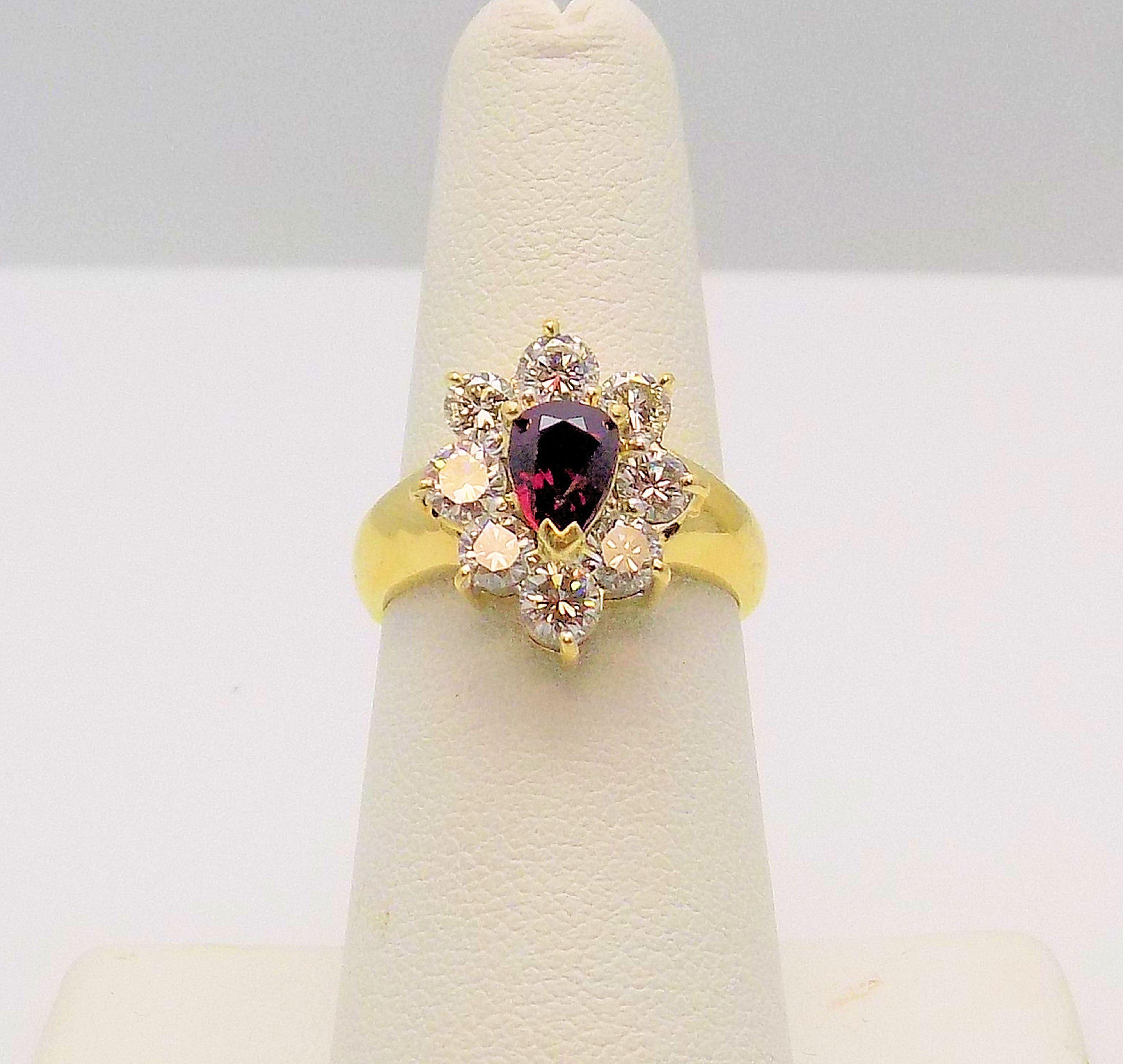 Women's Ruby and Diamond Ring Set in 18 Karat Yellow and White Gold For Sale