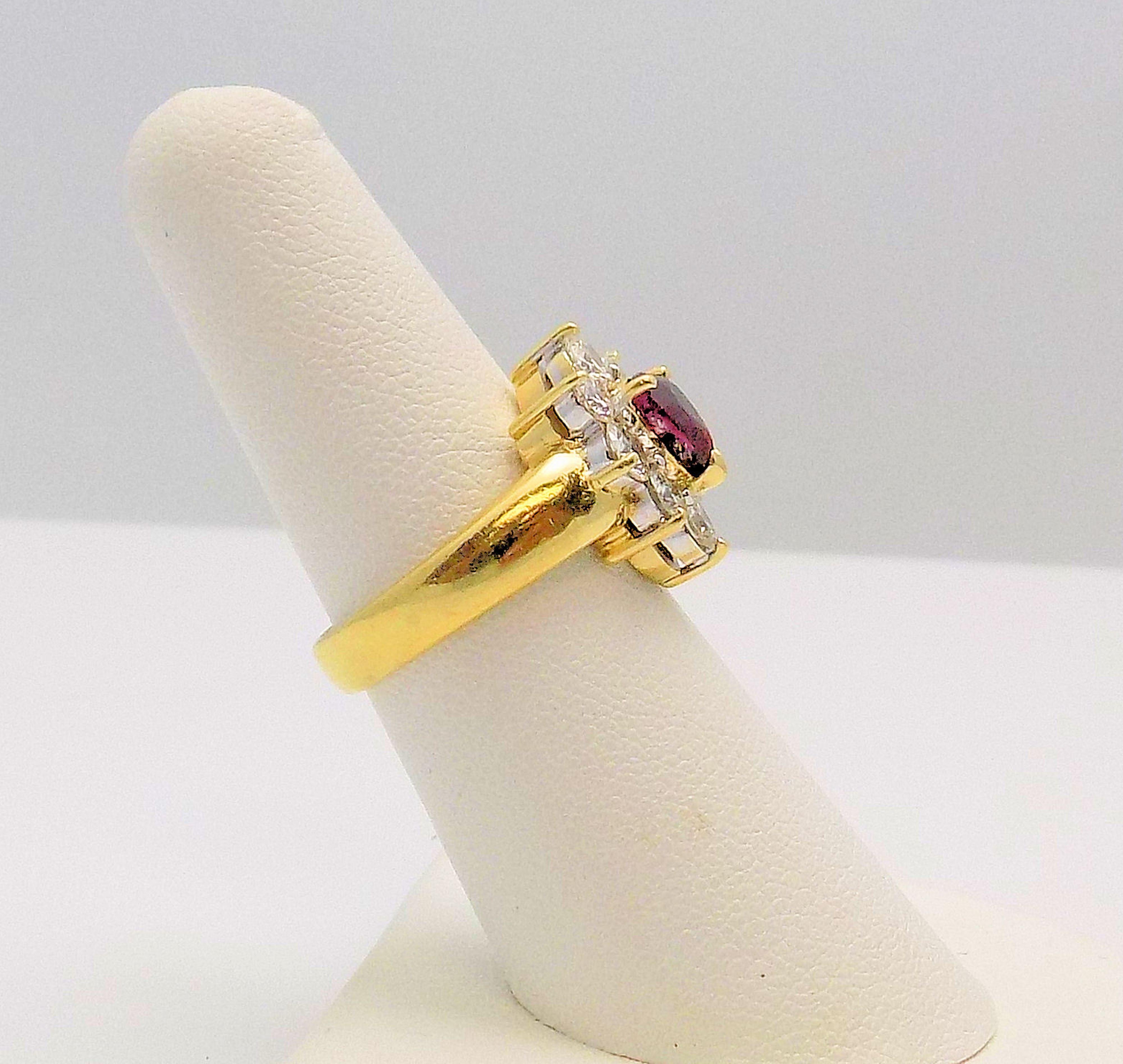 Ruby and Diamond Ring Set in 18 Karat Yellow and White Gold For Sale 1