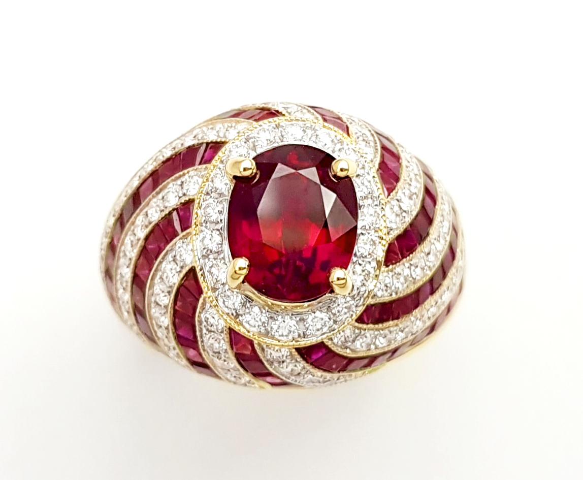 Ring mit Rubin und Diamant in 18 Karat Goldfassungen gefasst im Angebot 6