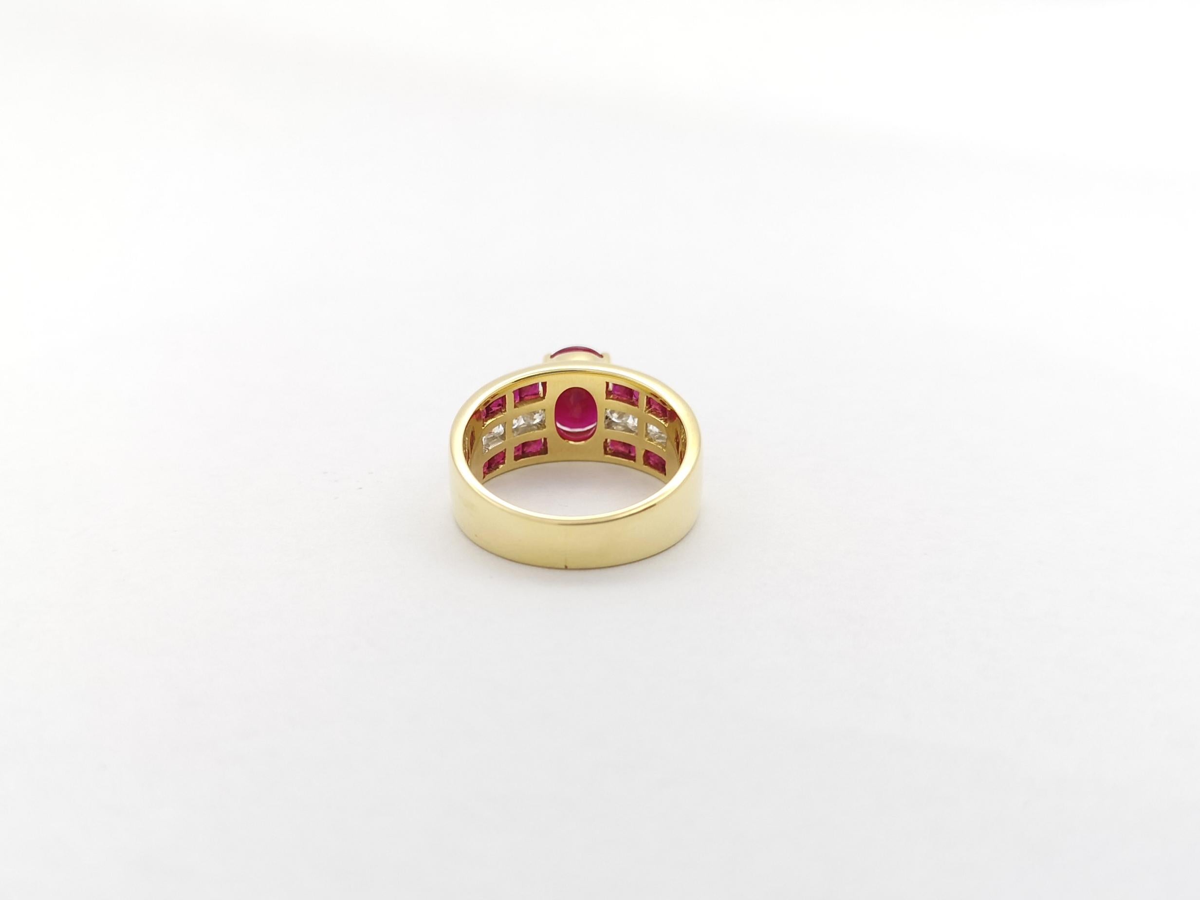 Ruby and Diamond Ring set in 18K Gold Settings For Sale 6