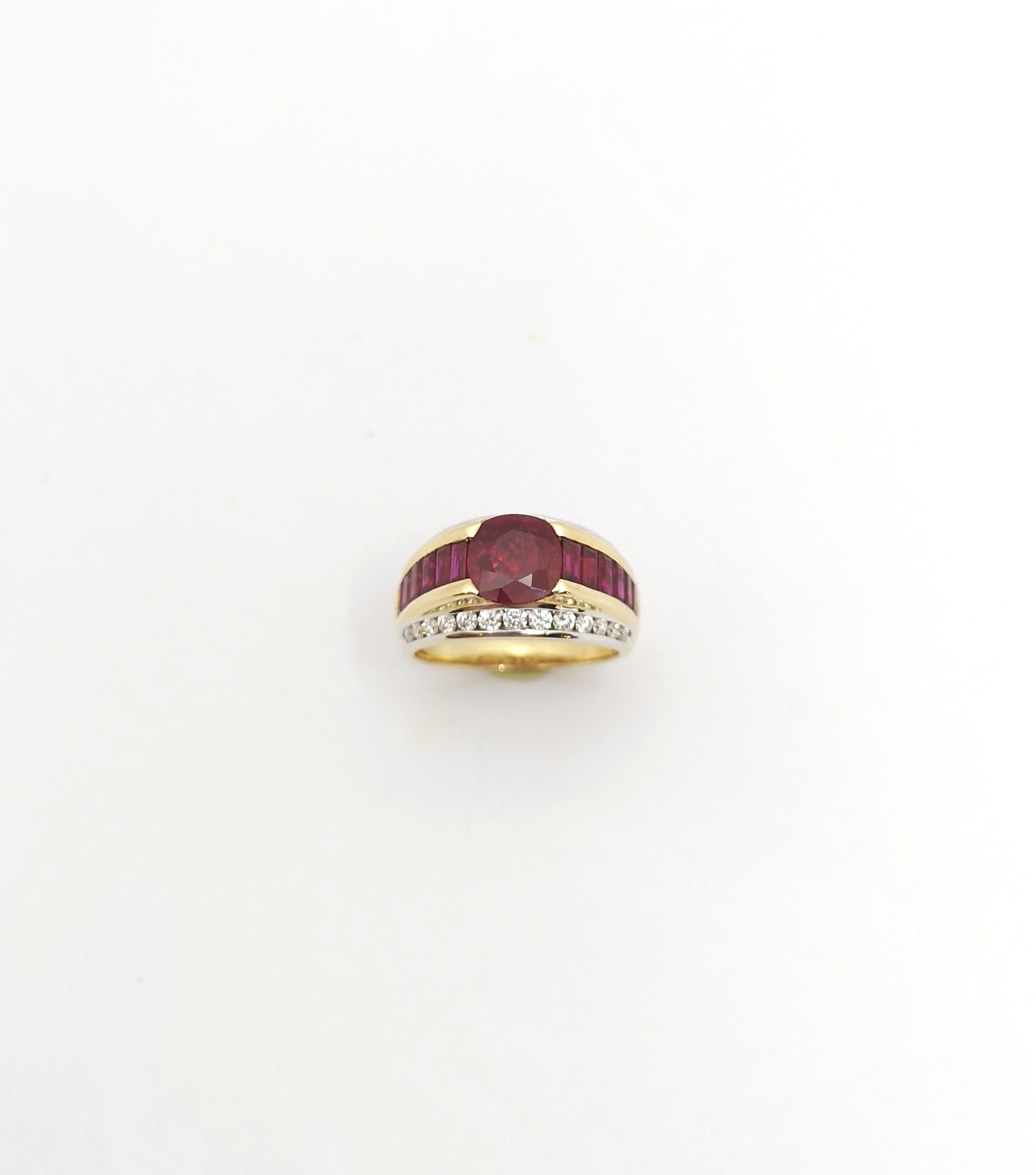 Ring mit Rubin und Diamant in 18 Karat Goldfassungen gefasst im Angebot 7