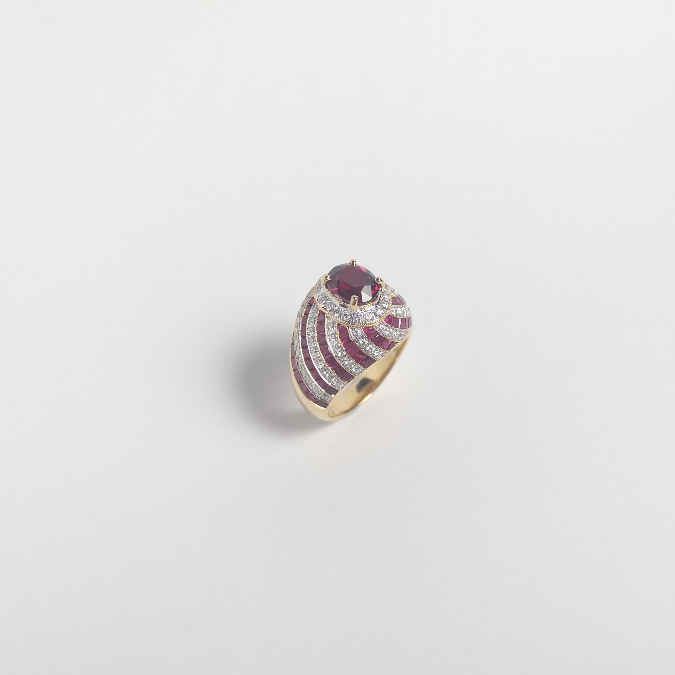 Ring mit Rubin und Diamant in 18 Karat Goldfassungen gefasst im Angebot 7