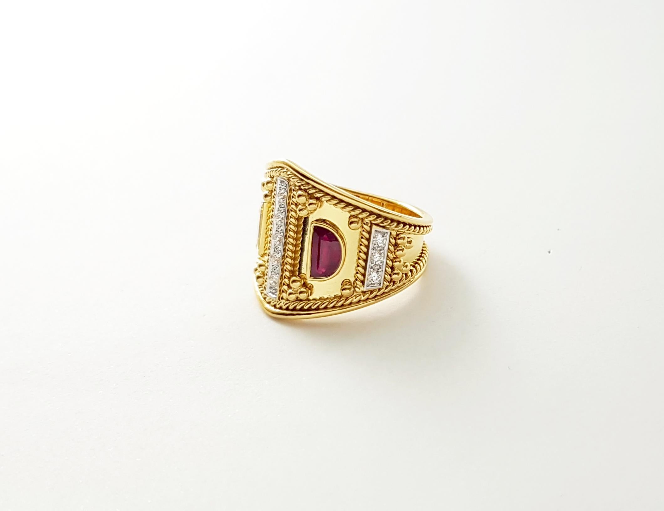 Ring mit Rubin und Diamant in 18 Karat Goldfassungen gefasst im Angebot 7