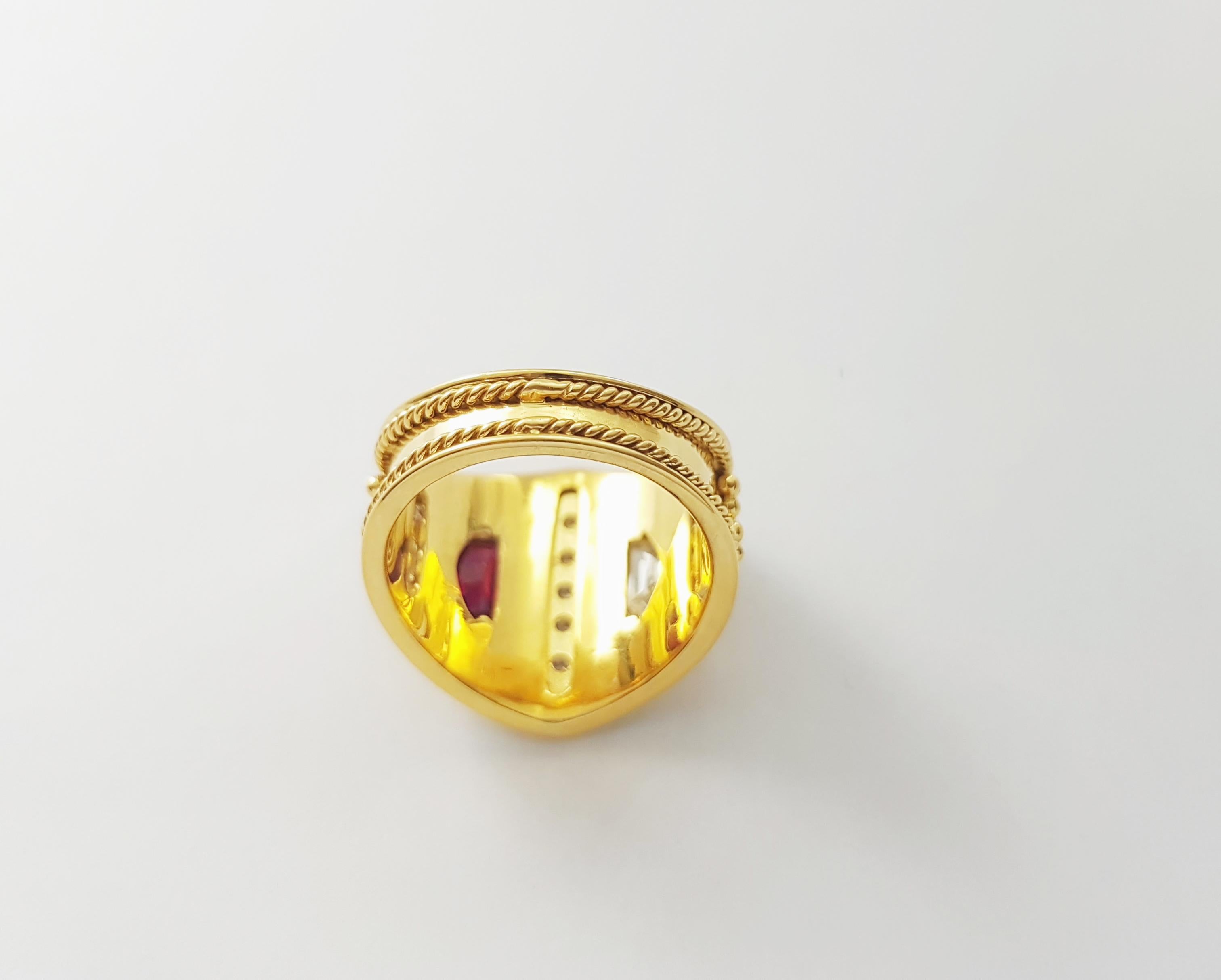 Ring mit Rubin und Diamant in 18 Karat Goldfassungen gefasst im Angebot 8