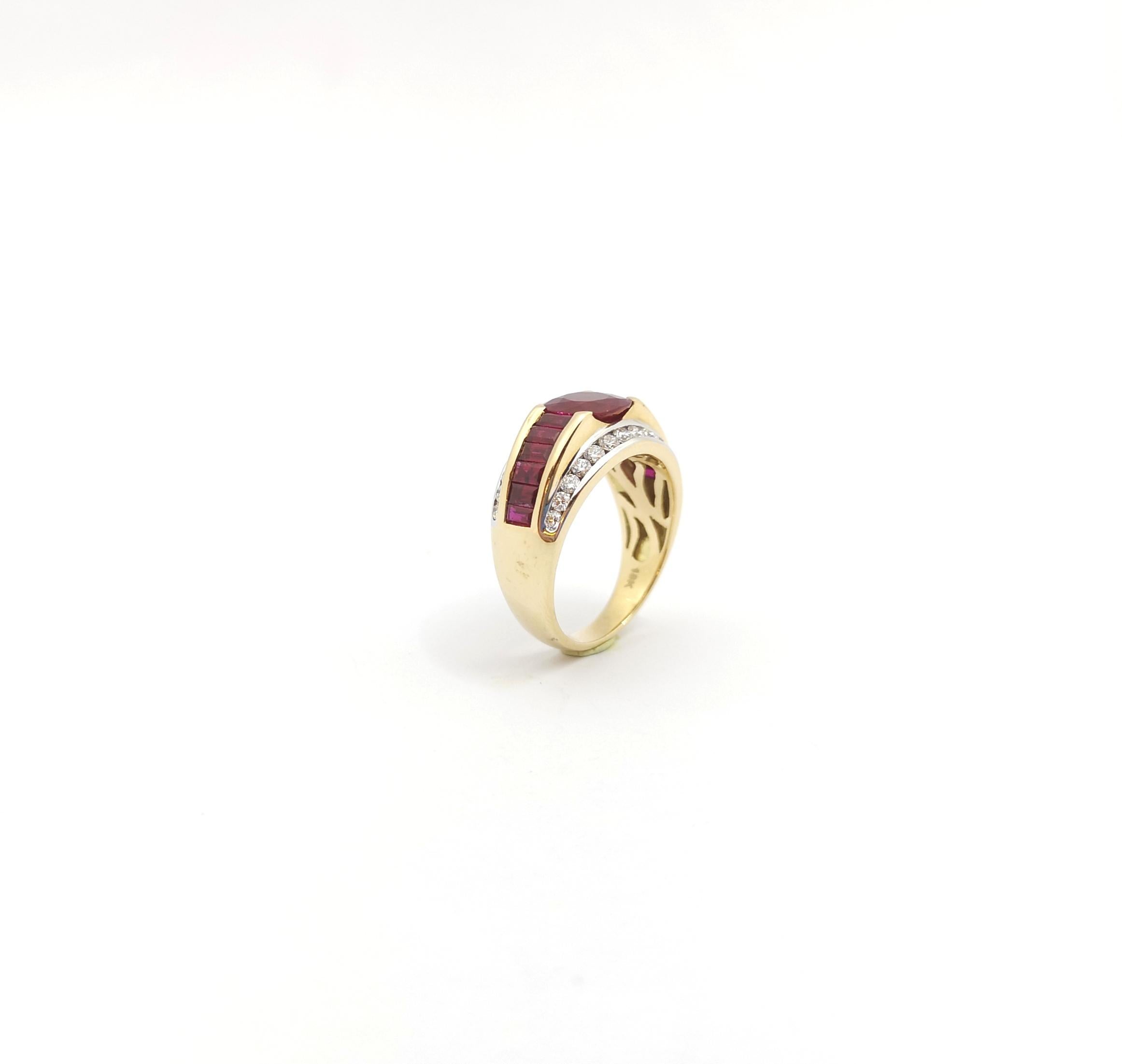 Ring mit Rubin und Diamant in 18 Karat Goldfassungen gefasst im Angebot 9