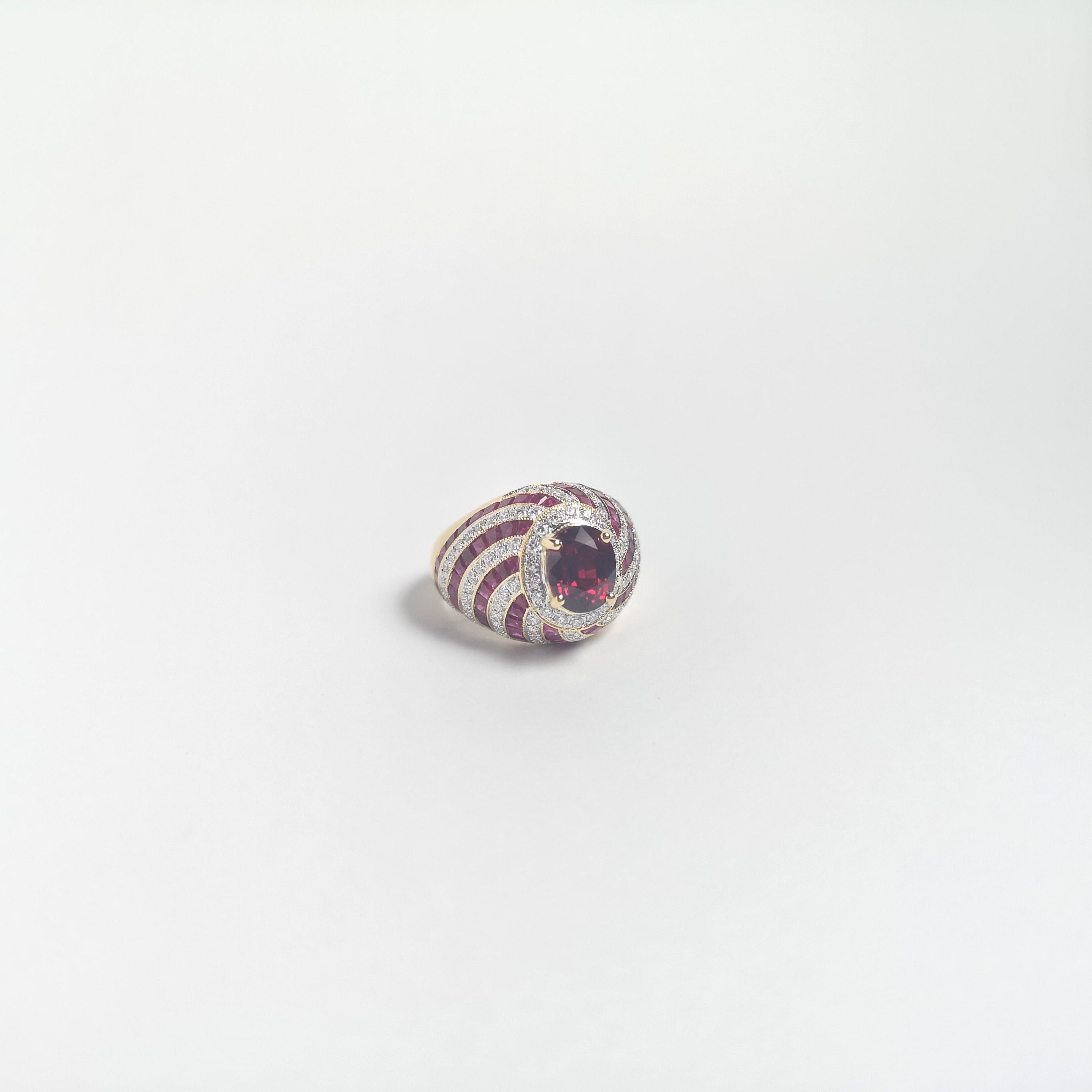 Ring mit Rubin und Diamant in 18 Karat Goldfassungen gefasst im Angebot 9