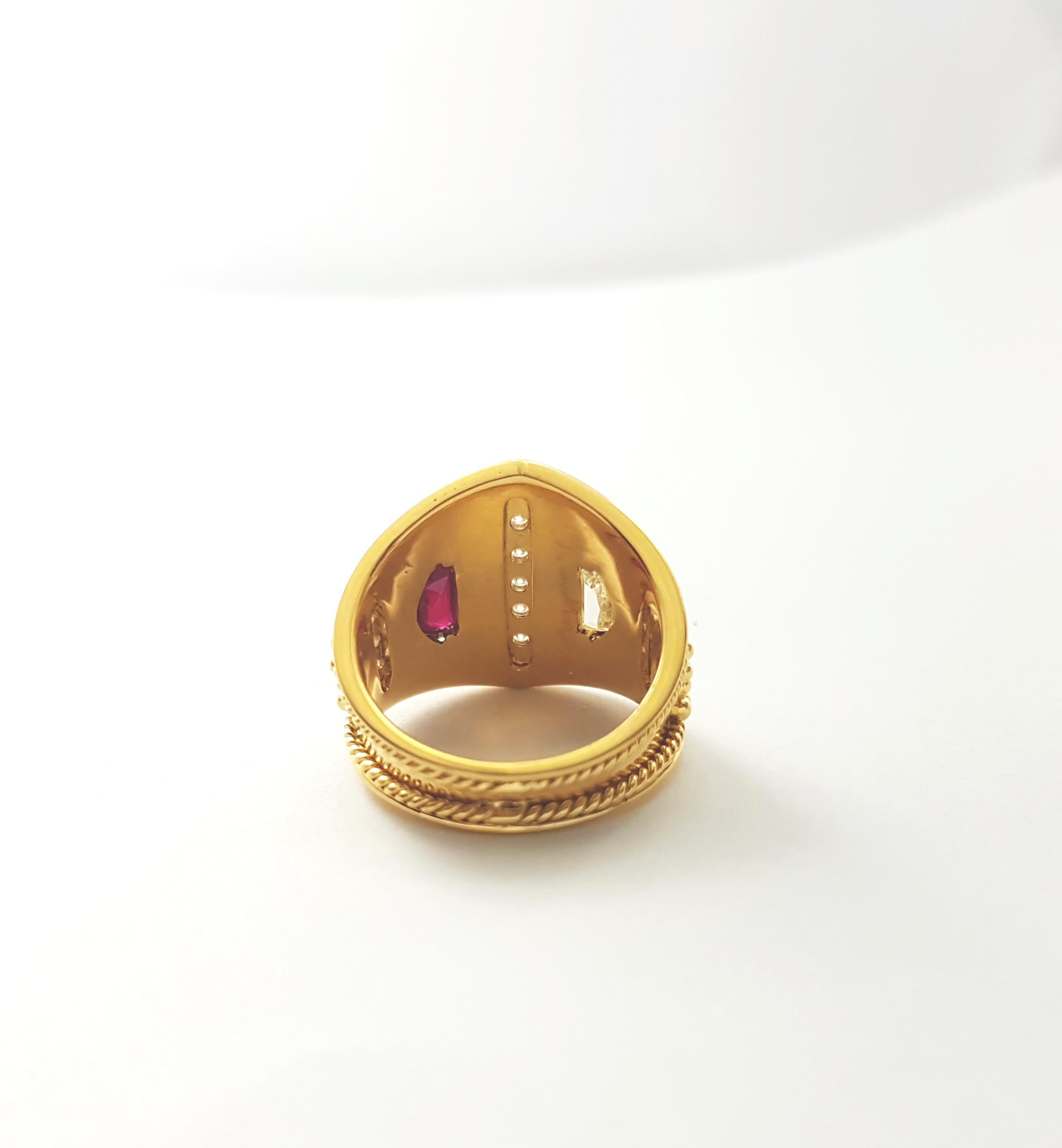 Ring mit Rubin und Diamant in 18 Karat Goldfassungen gefasst im Angebot 10