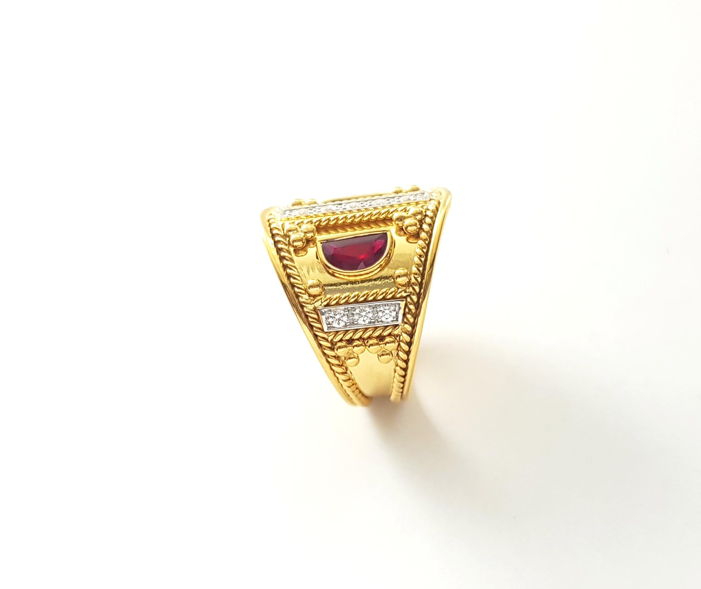 Ring mit Rubin und Diamant in 18 Karat Goldfassungen gefasst im Angebot 12