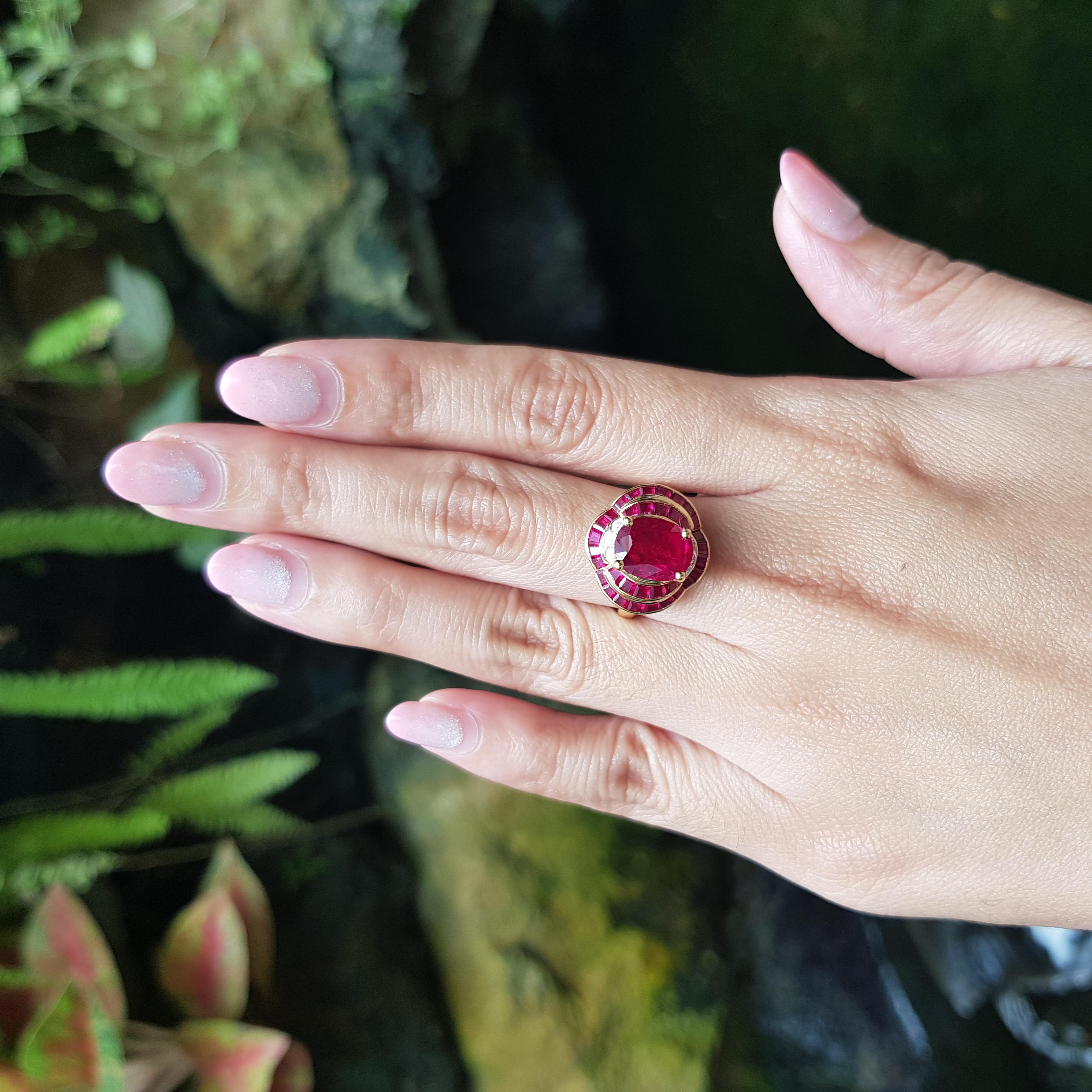 Ruby 1.84 carats, Ruby 1.75 carats and Diamond 0.15 carat Ring set in 18K Gold Settings

Width:  1.8 cm 
Length: 1.8 cm
Ring Size: 53
Total Weight: 7.17 grams


