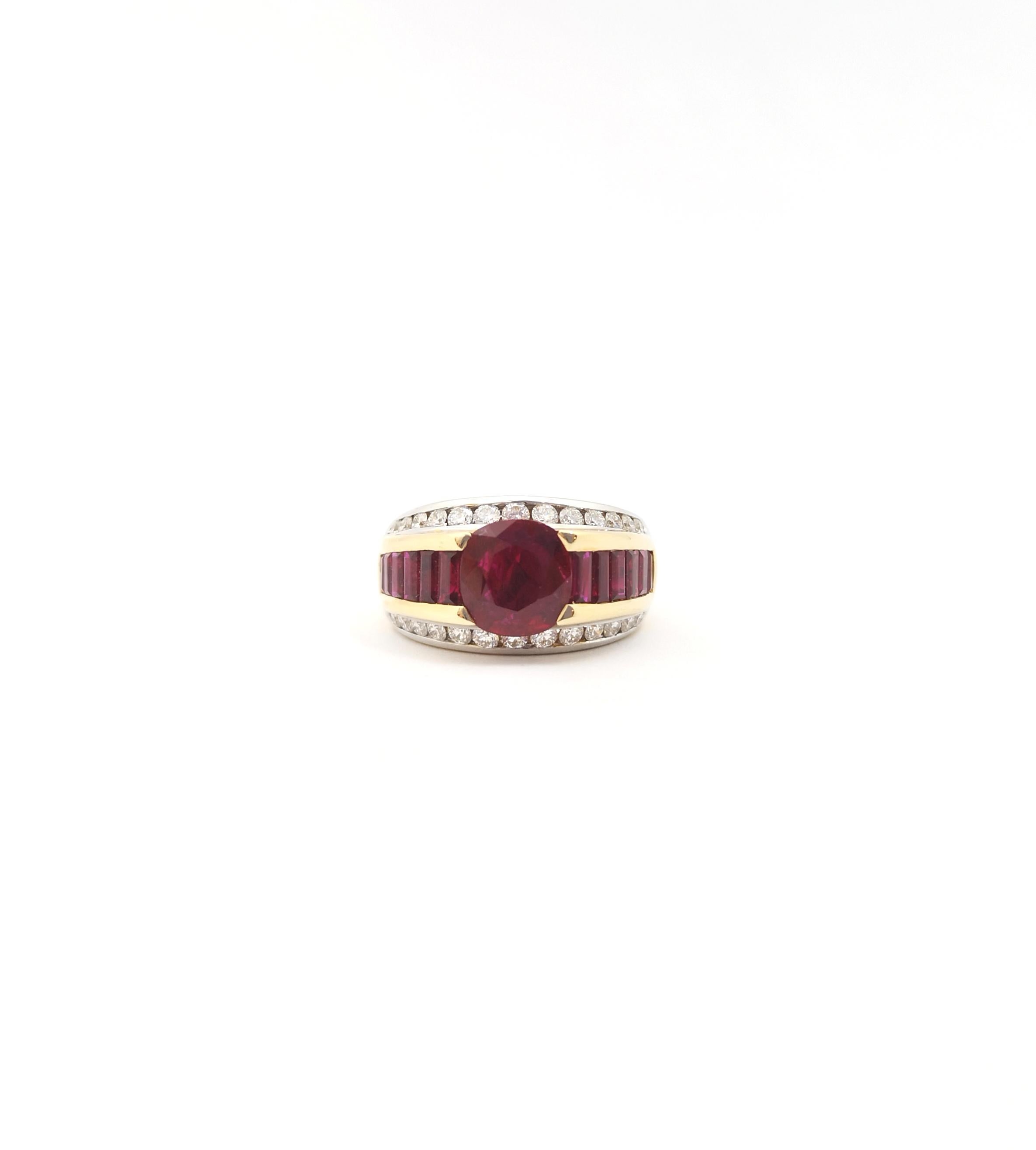 Ring mit Rubin und Diamant in 18 Karat Goldfassungen gefasst im Angebot 3