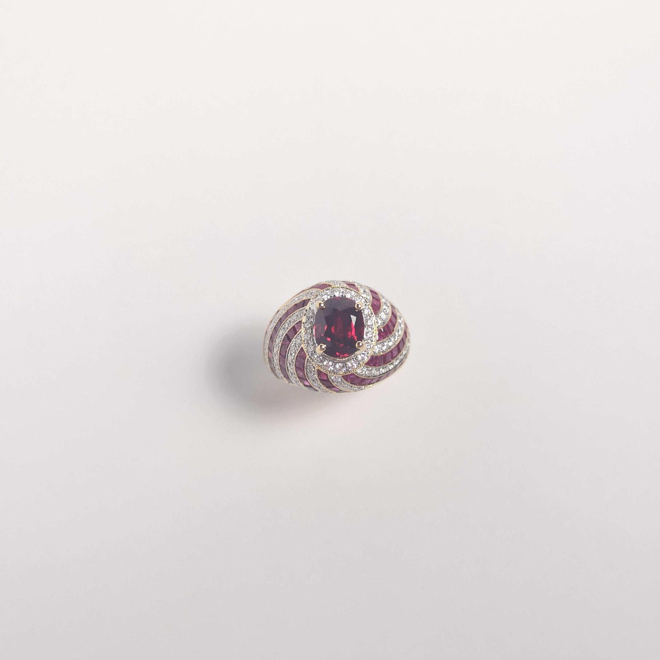 Ring mit Rubin und Diamant in 18 Karat Goldfassungen gefasst im Angebot 3