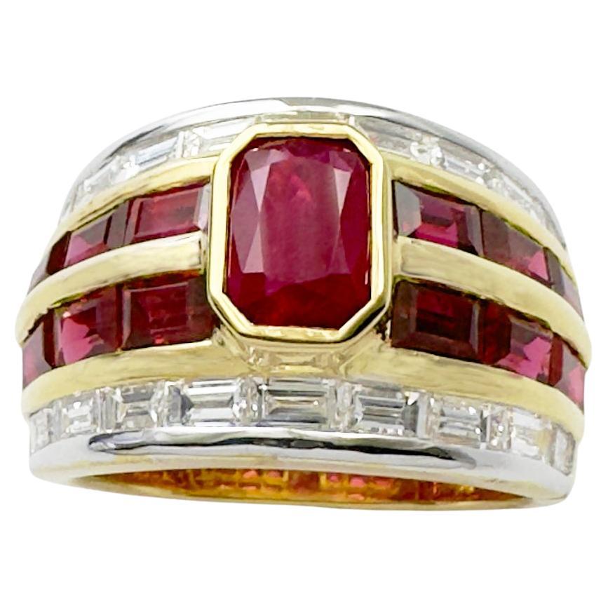 Ruby and Diamond Ring set in 18K Gold Settings