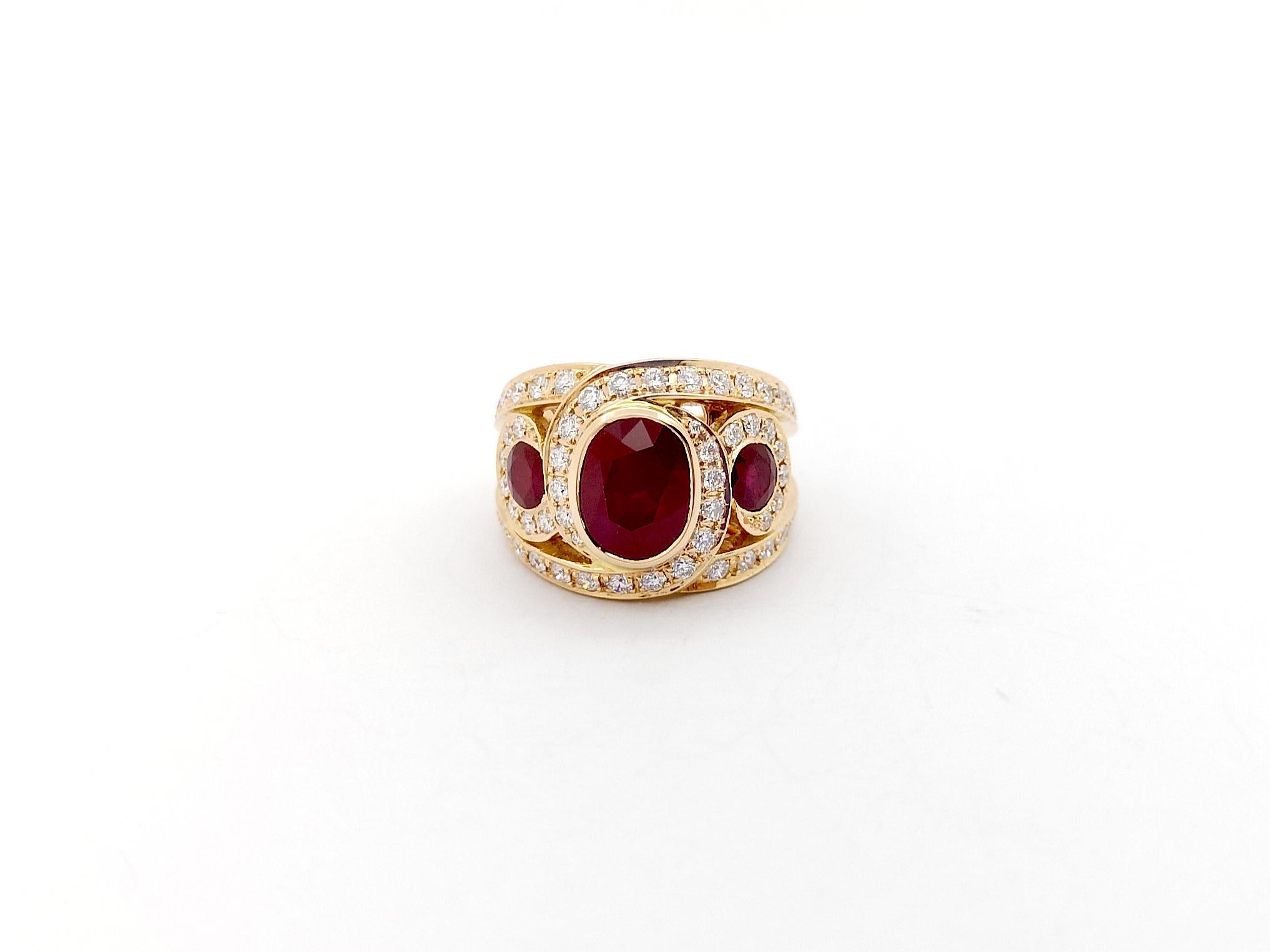 Ruby and Diamond Ring set in 18K Rose Gold Settings For Sale 5