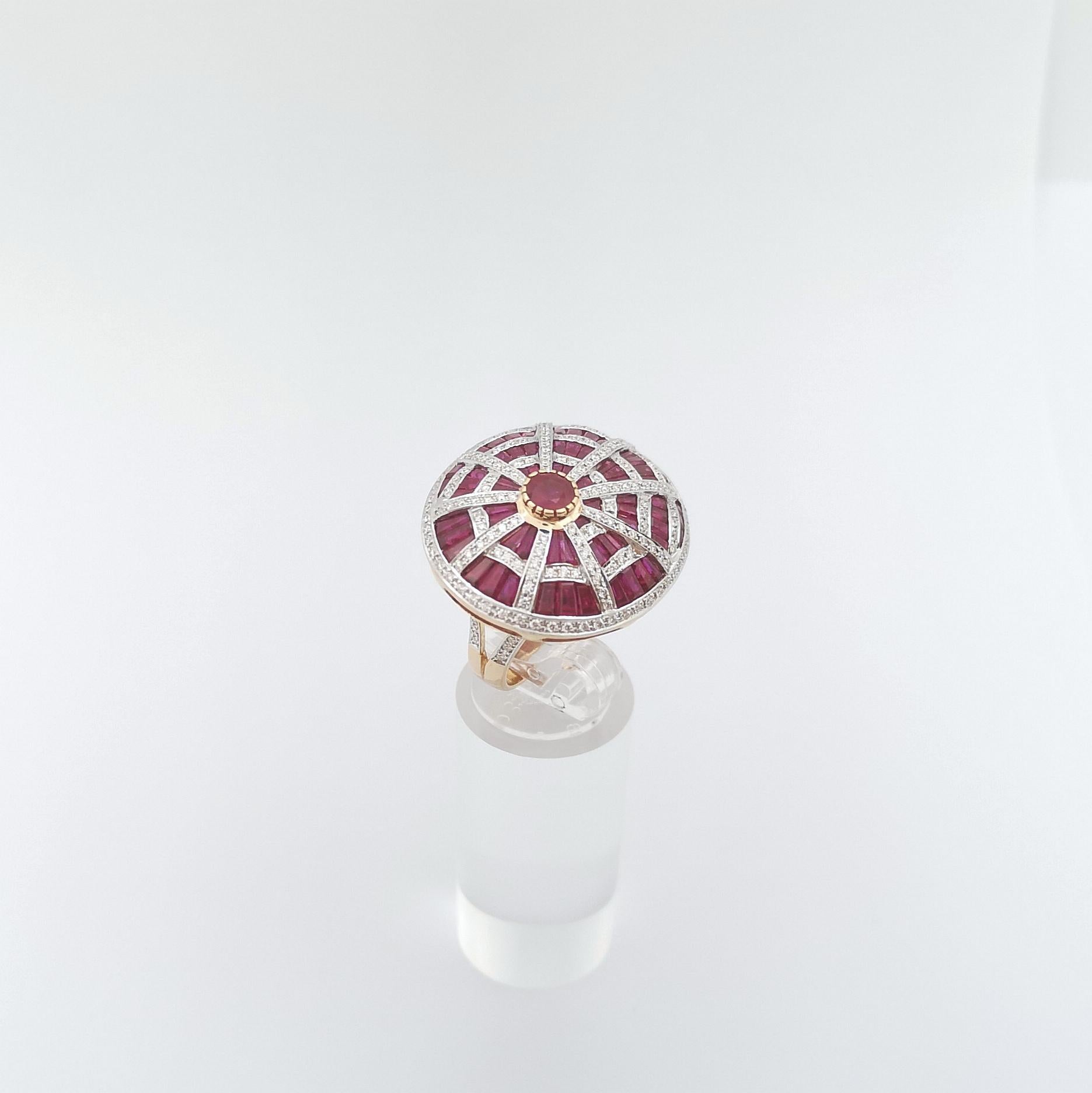 Ring mit Rubin und Diamant in 18 Karat Roségold gefasst im Angebot 9