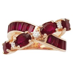 Ruby and Diamond Ring set in 18K Rose Gold Settings