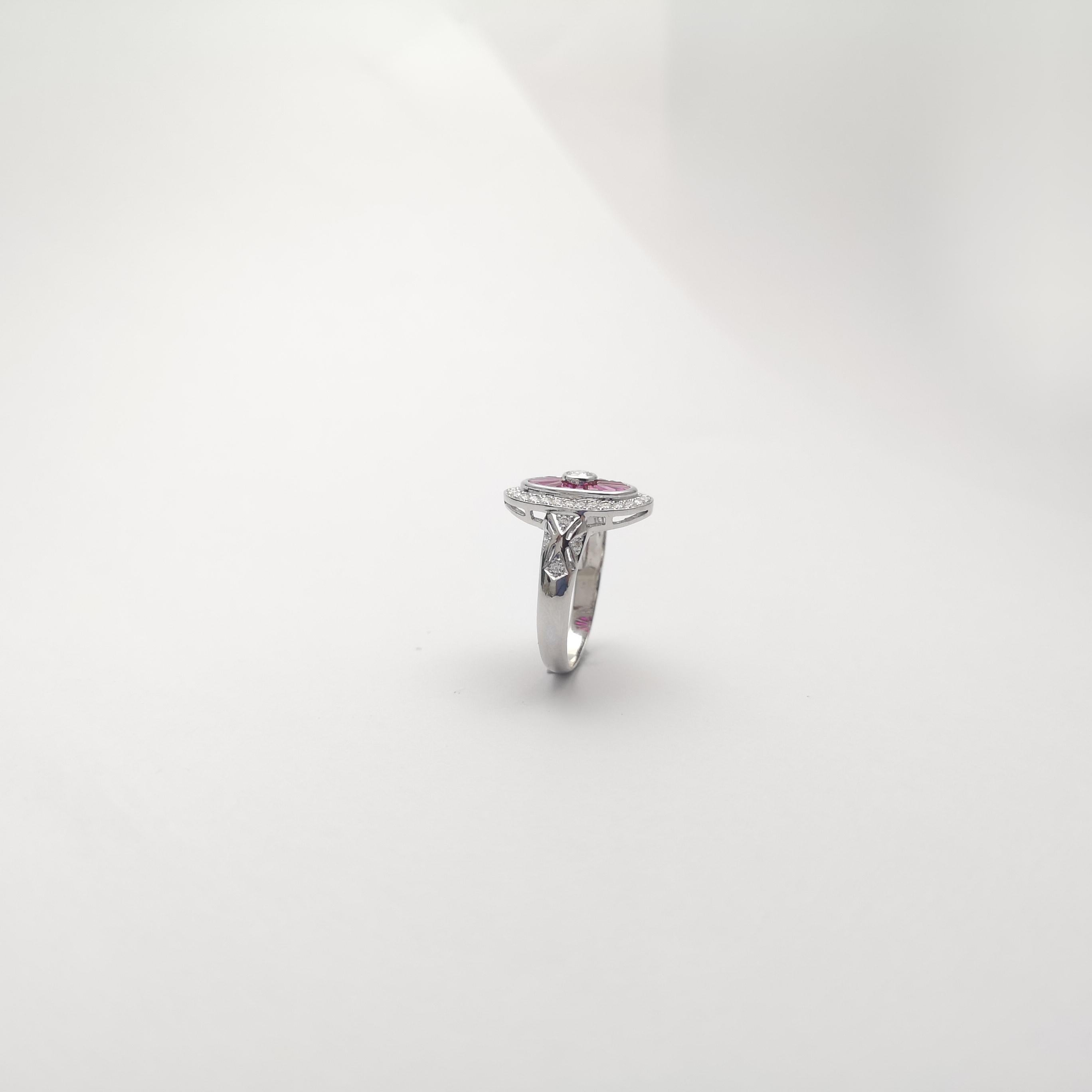 Ring mit Rubin und Diamant in 18 Karat Weißgold gefasst in Fassungen im Angebot 7