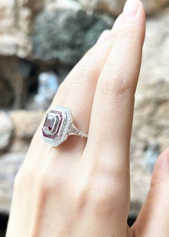 Certified Ruby and Diamond Ring set in 18K White Gold Settings