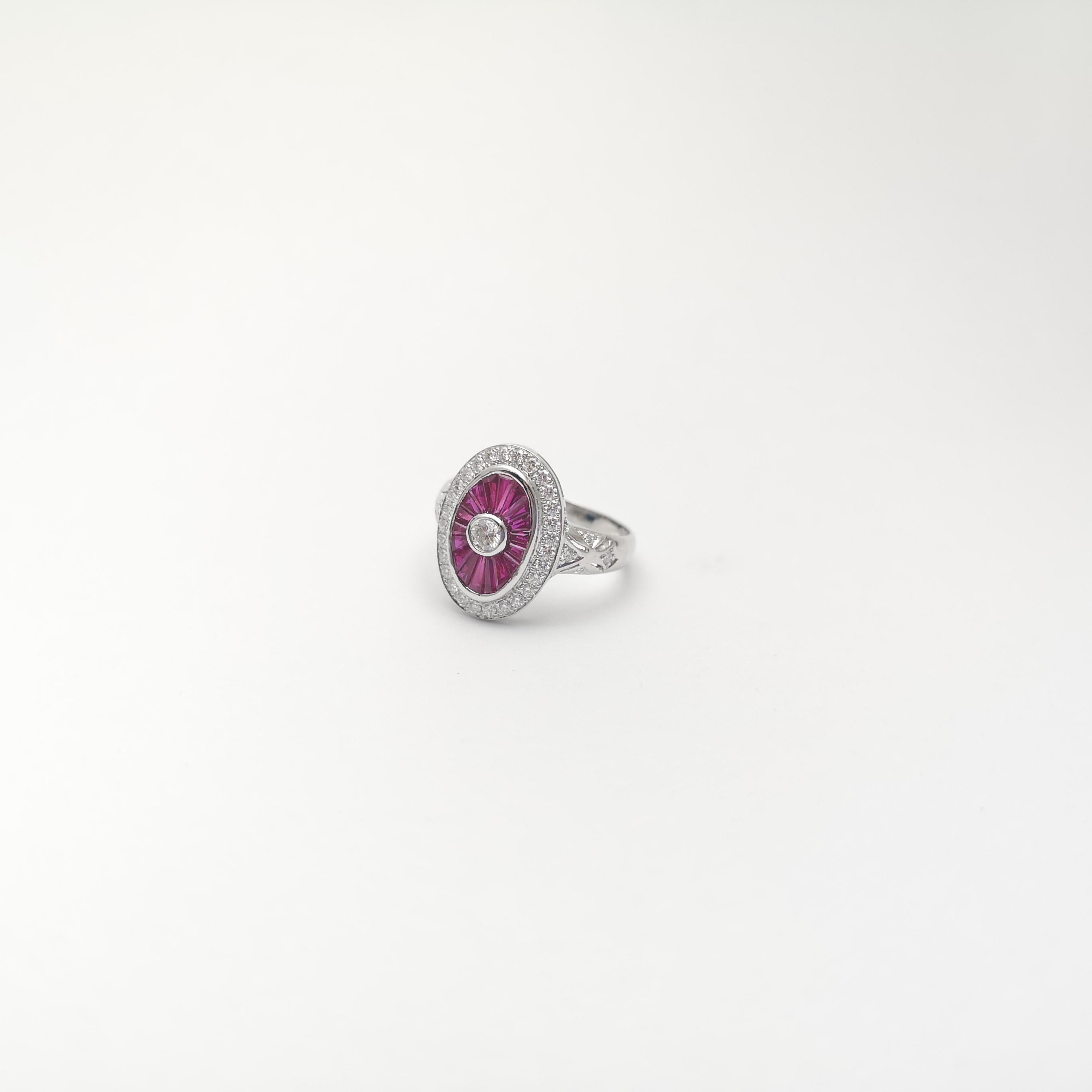 Ring mit Rubin und Diamant in 18 Karat Weißgold gefasst in Fassungen im Angebot 2