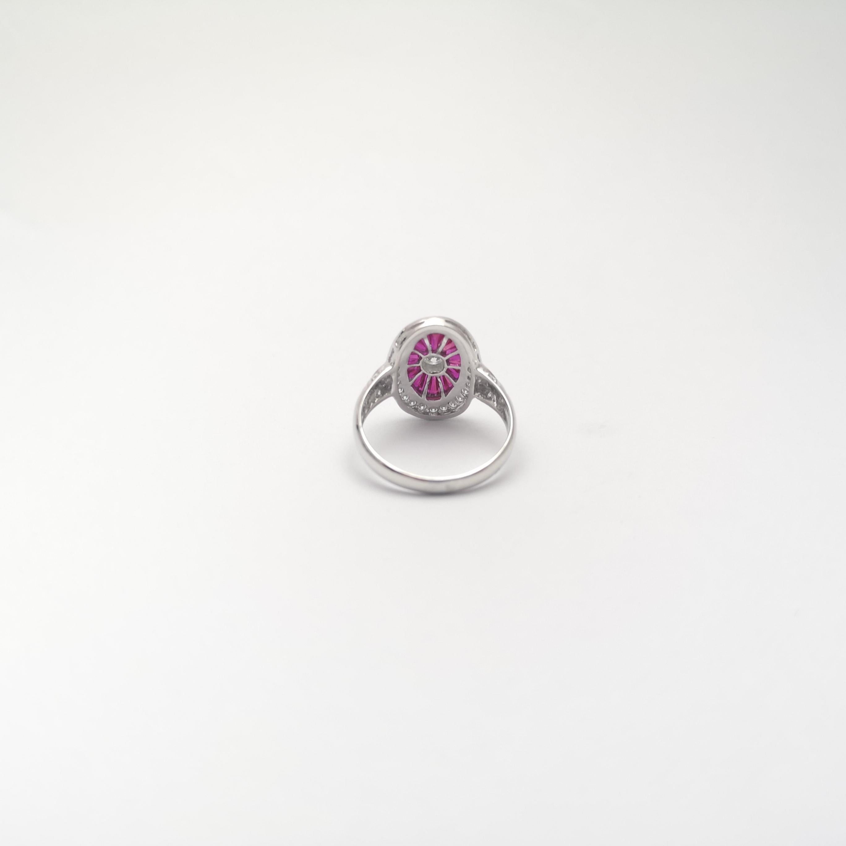 Ring mit Rubin und Diamant in 18 Karat Weißgold gefasst in Fassungen im Angebot 3