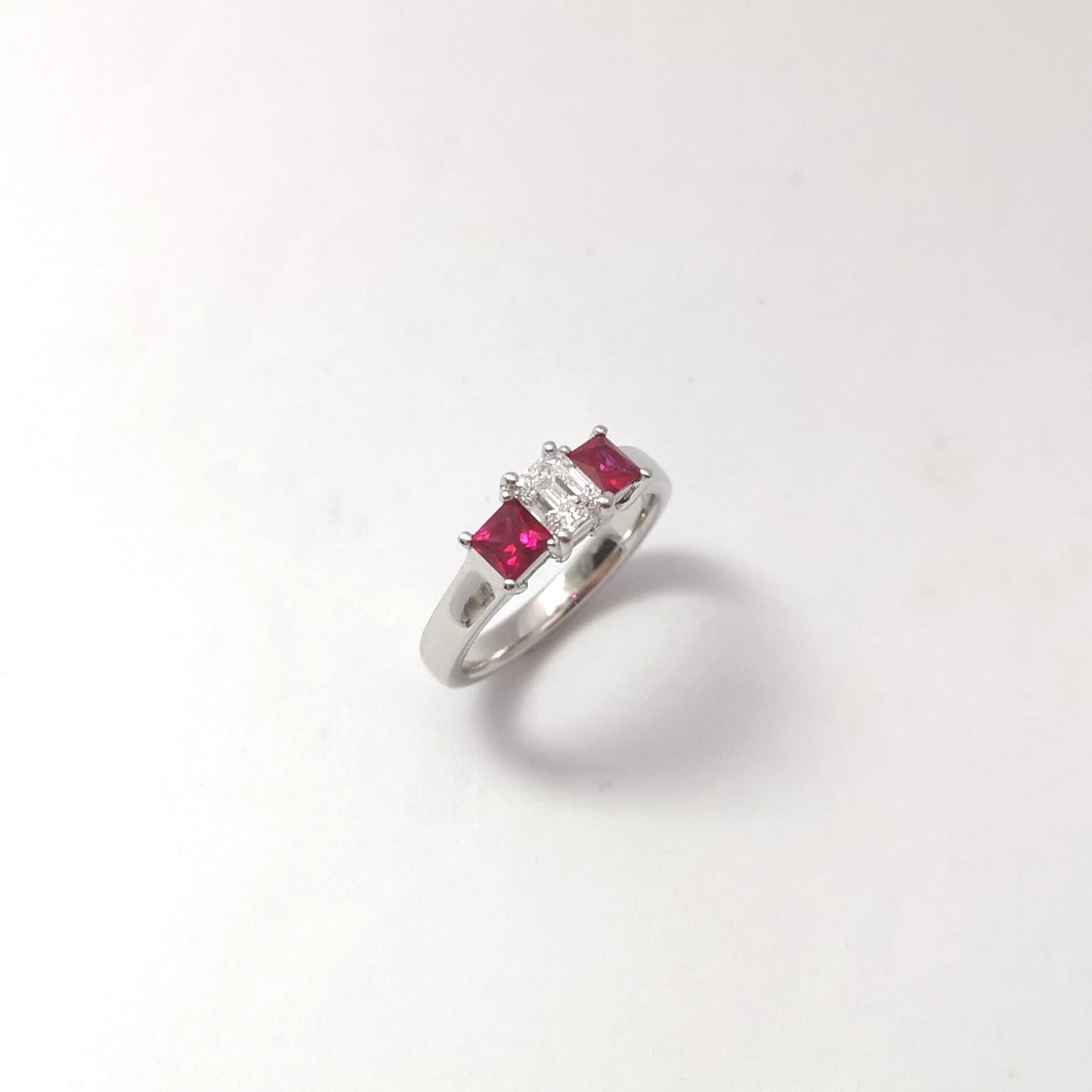 Bague rubis et diamant en platine 950 en vente 5