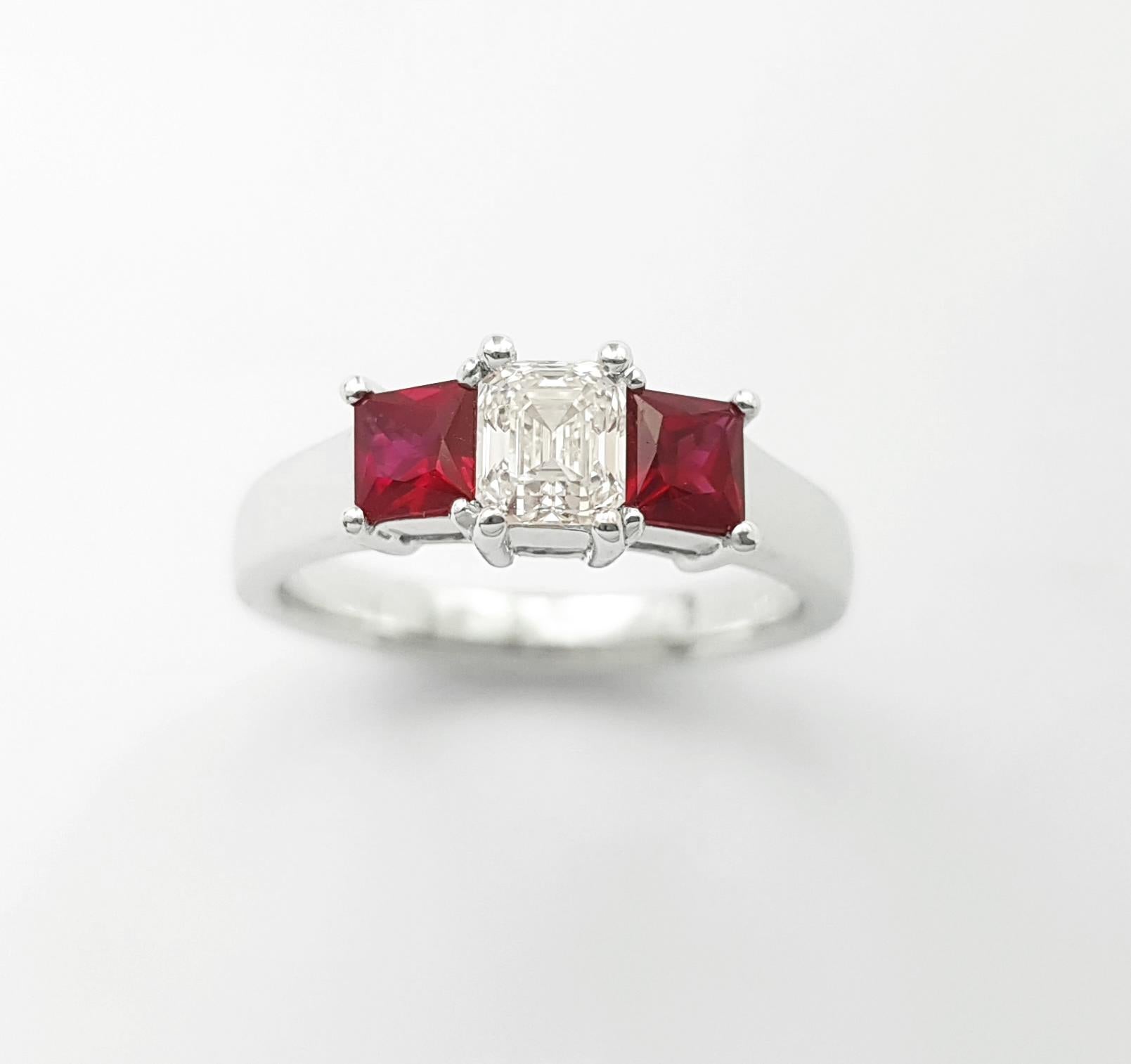 Bague rubis et diamant en platine 950 en vente 6