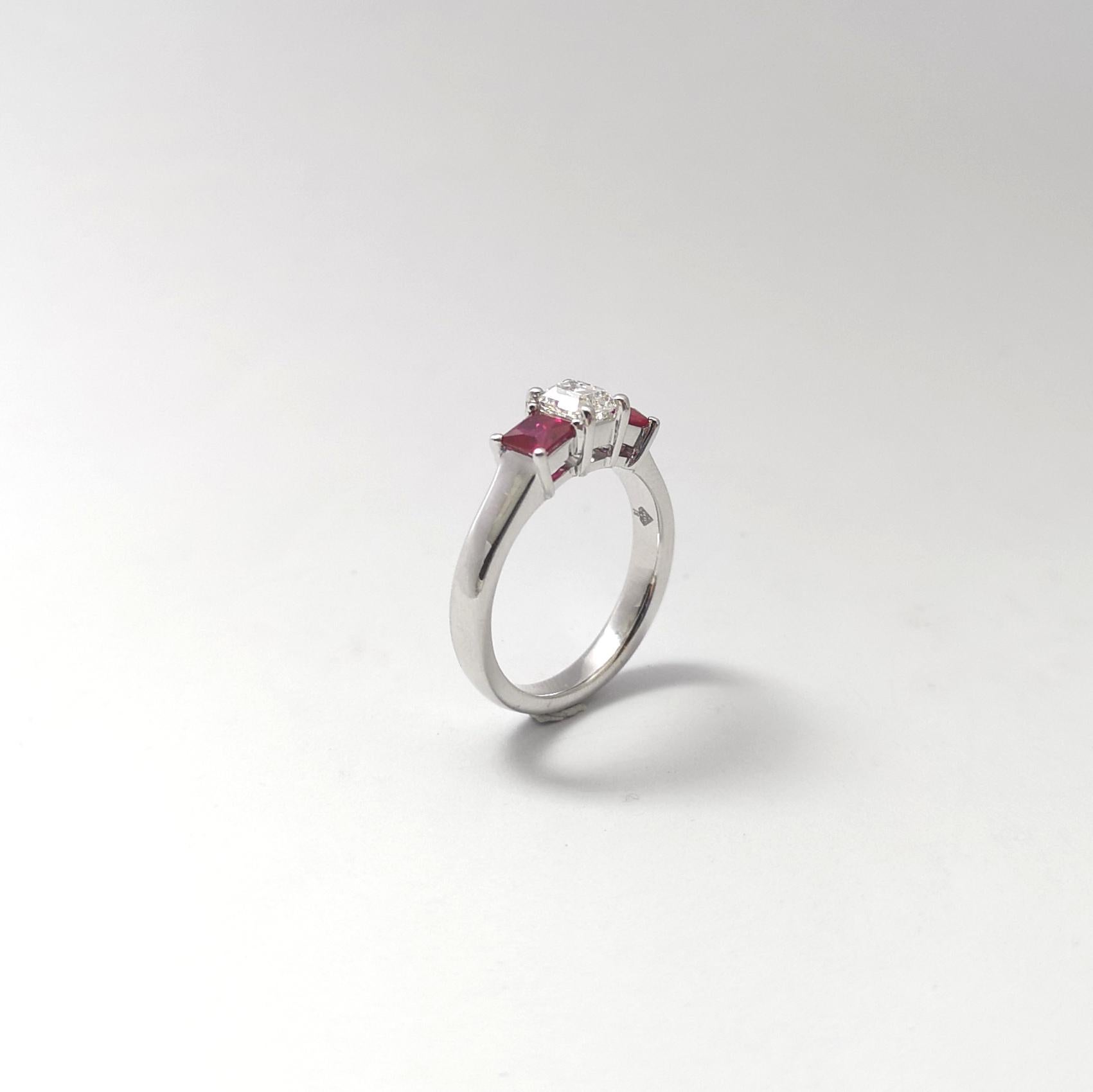 Bague rubis et diamant en platine 950 en vente 7