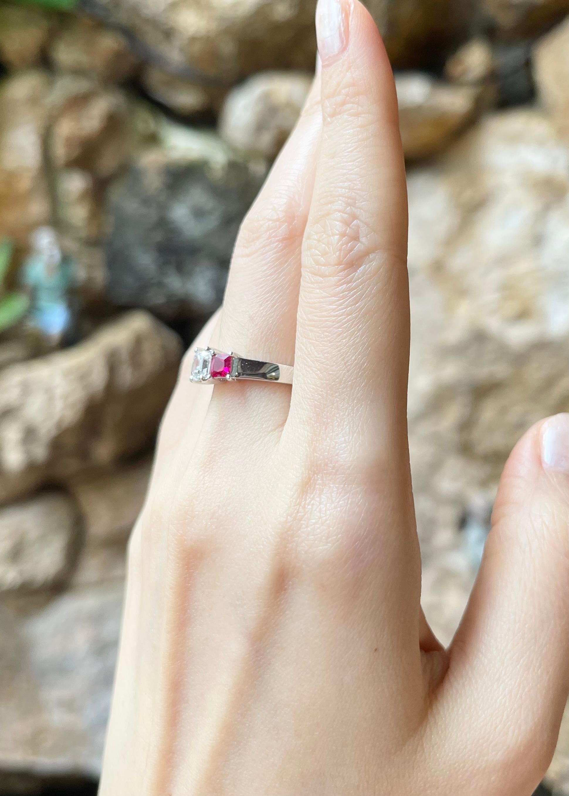 Bague rubis et diamant en platine 950 Neuf - En vente à Bangkok, TH
