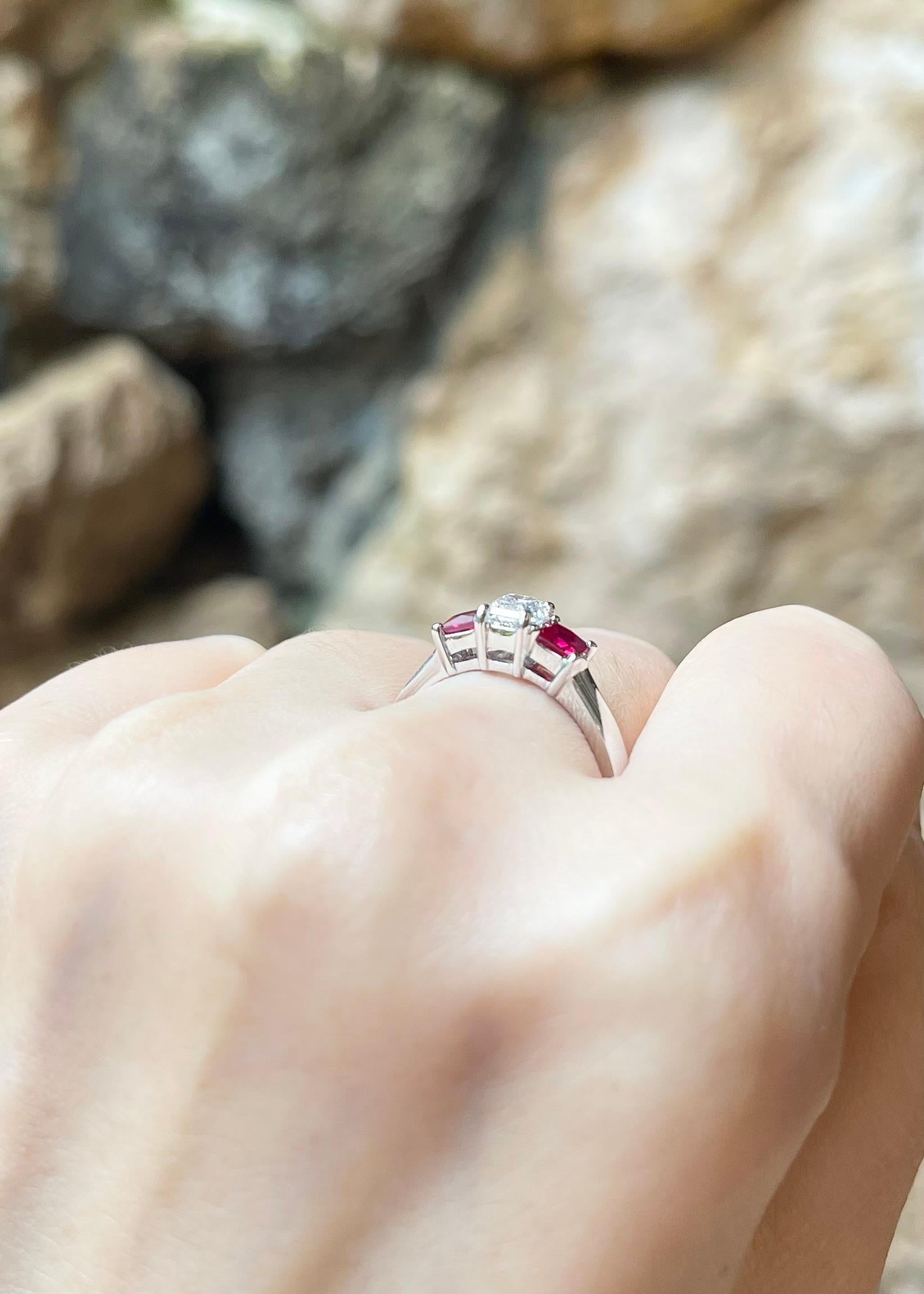 Bague rubis et diamant en platine 950 Pour femmes en vente