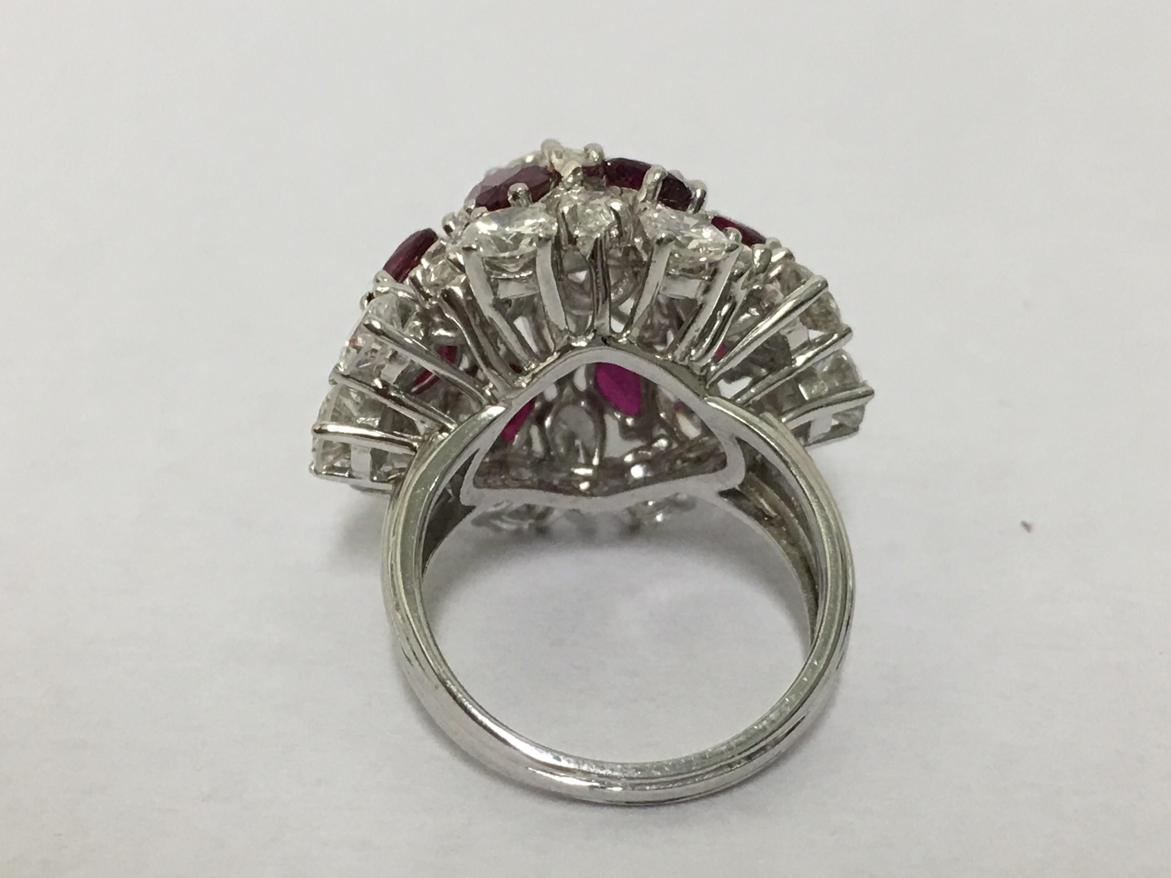 Artisan Ruby and Diamond Ring Set in Platinum