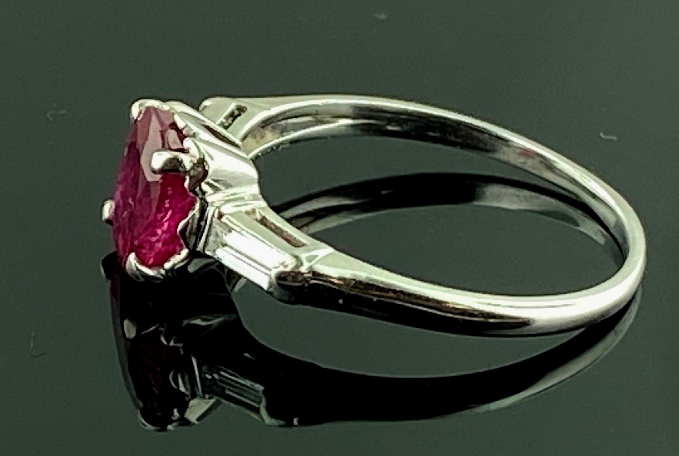 Oval Cut Ruby and Diamond Ring Set in Platinum
