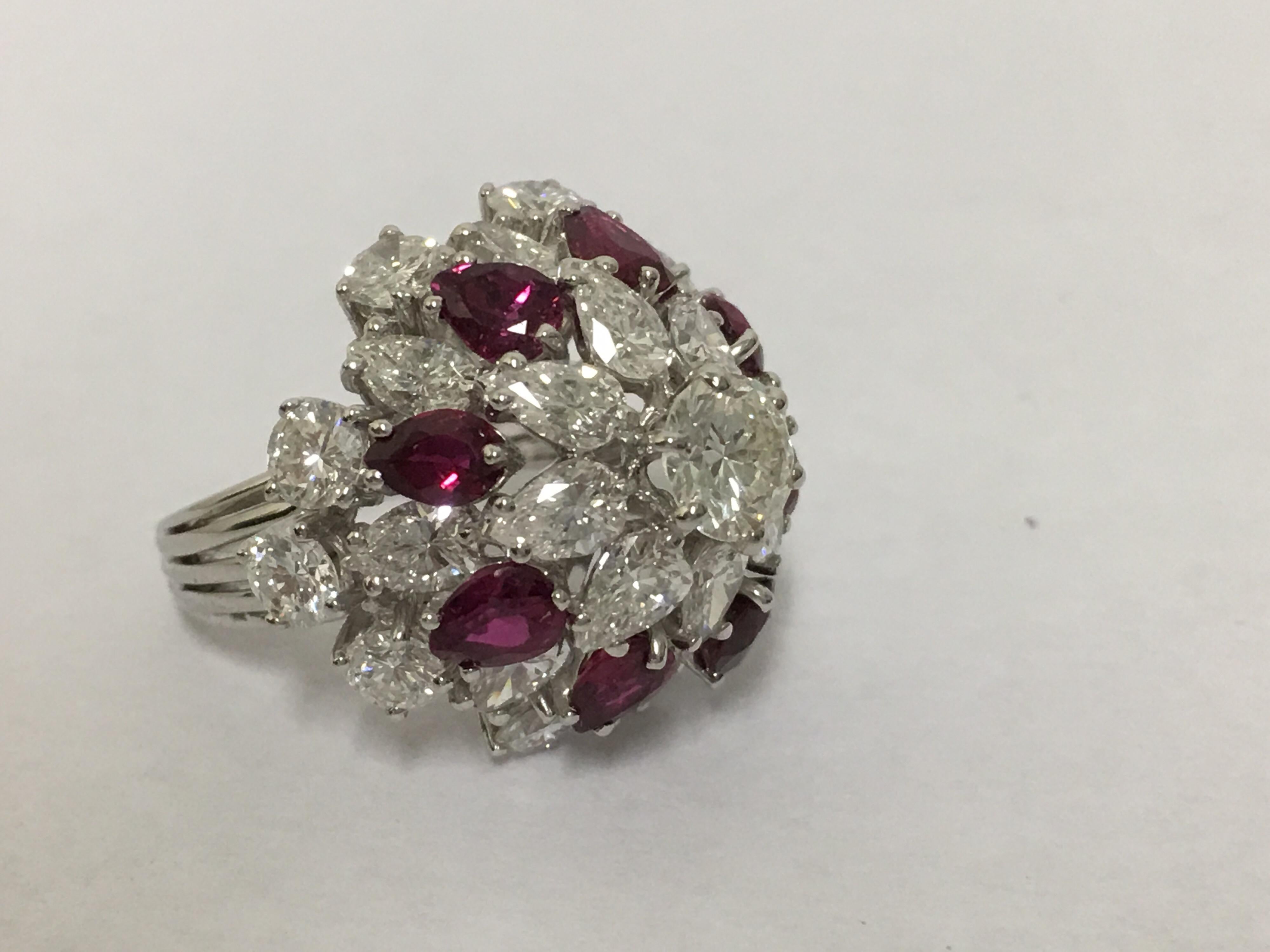 Pear Cut Ruby and Diamond Ring Set in Platinum