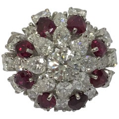 Antique Ruby and Diamond Ring Set in Platinum
