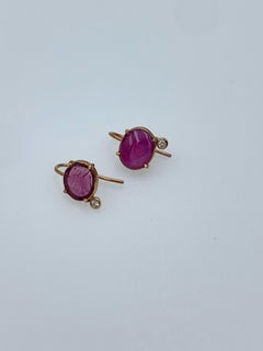 Ruby and Diamond Rose Gold Hook Earrings