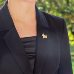Ruby and Diamond Scottish Terrier Pin Brooch et in 18k Yellow Gold