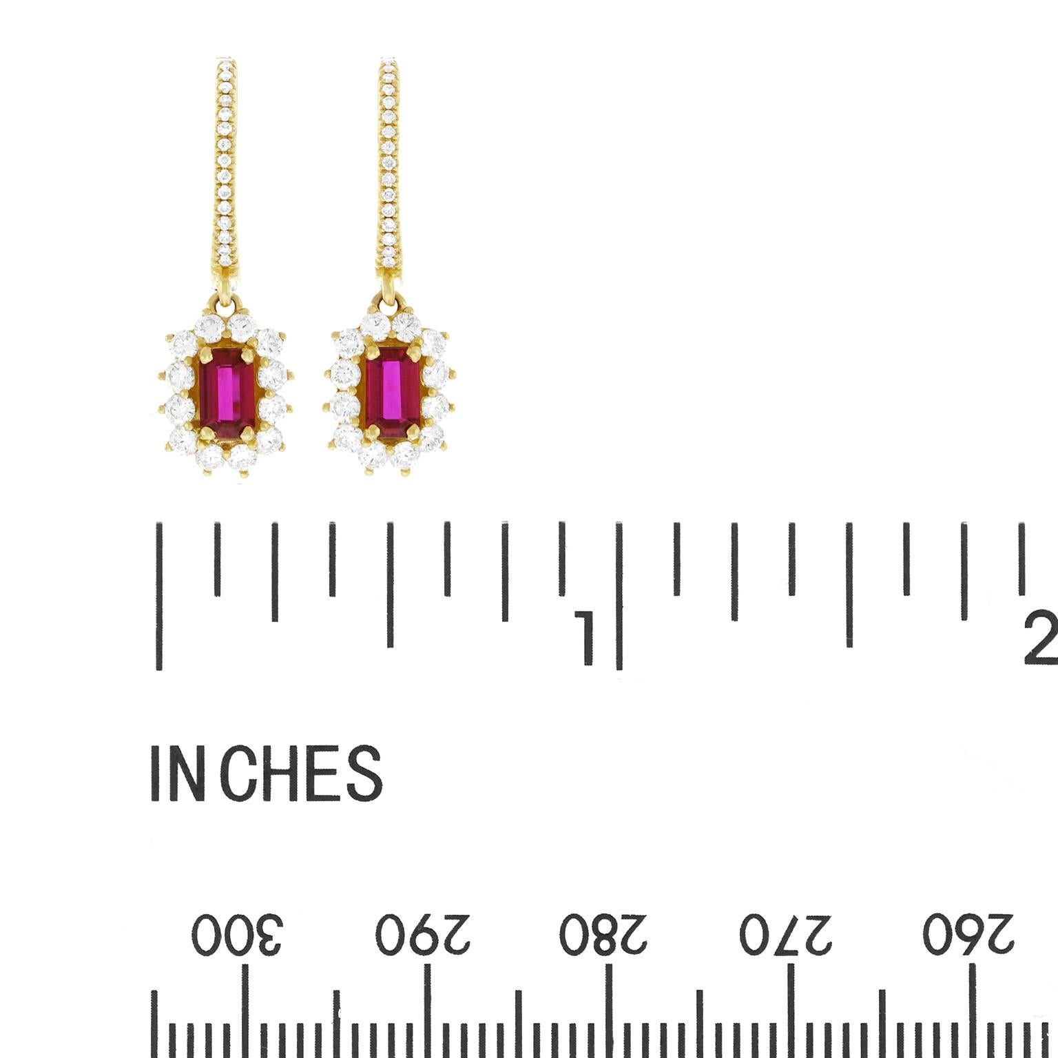 Ruby and Diamond Set Gold Drop Earrings 2