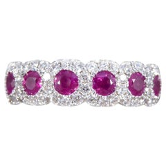 Ruby and Diamond Sextuple Cluster Ring in 18ct Yellow and White Gold