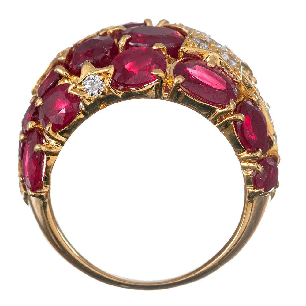 Ruby and Diamond “Shooting Star” Motif Dome Ring In Excellent Condition In Carmel-by-the-Sea, CA