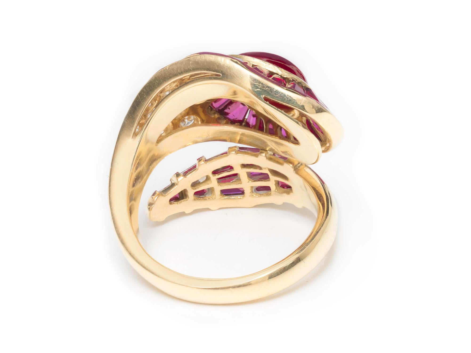 Women's or Men's Ruby and Diamond Snake Ring For Sale