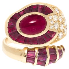 Vintage Ruby and Diamond Snake Ring