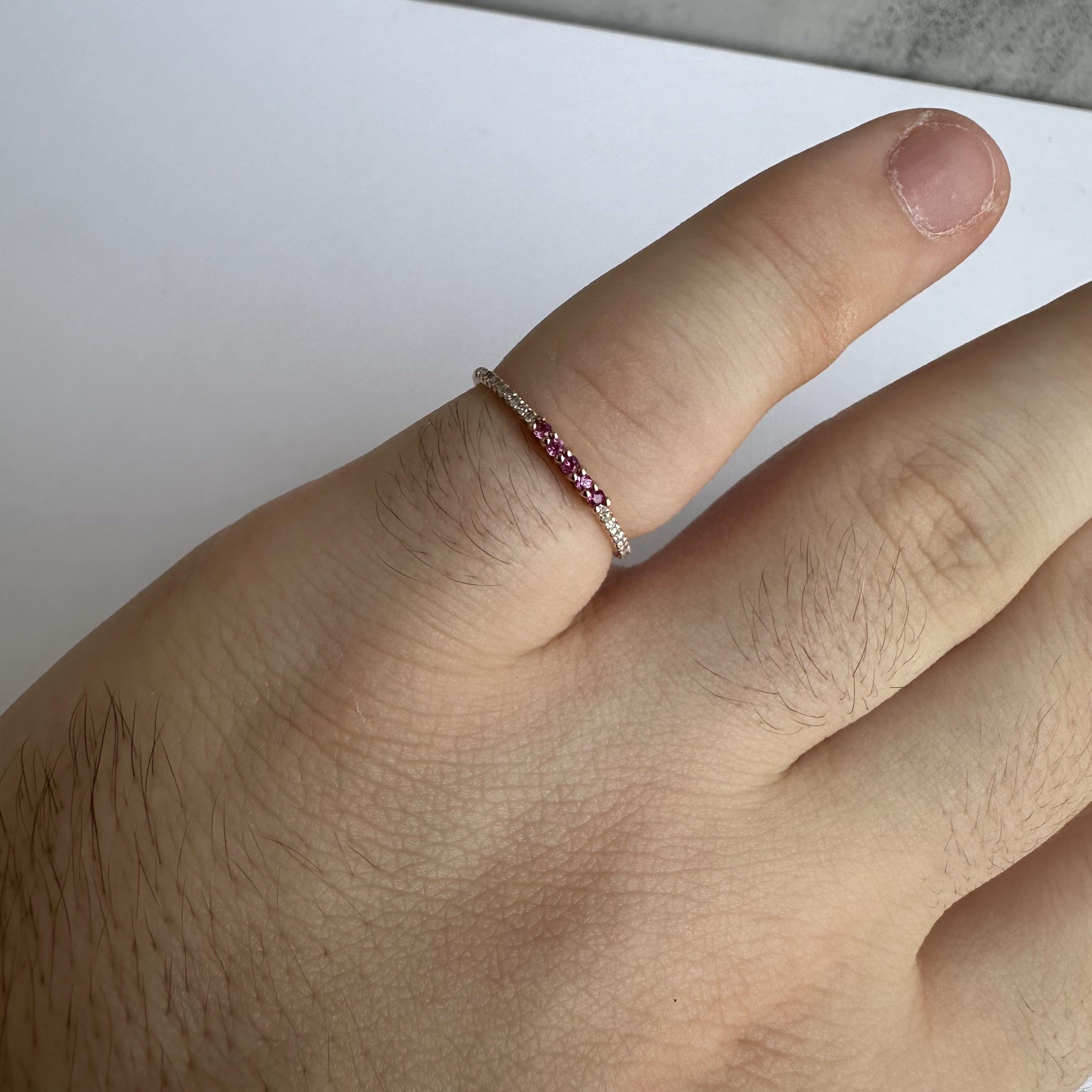 Ruby and Diamond Stackable Band in 14kt Rose Gold - Size 6.5, New In New Condition For Sale In West Hempstead, NY