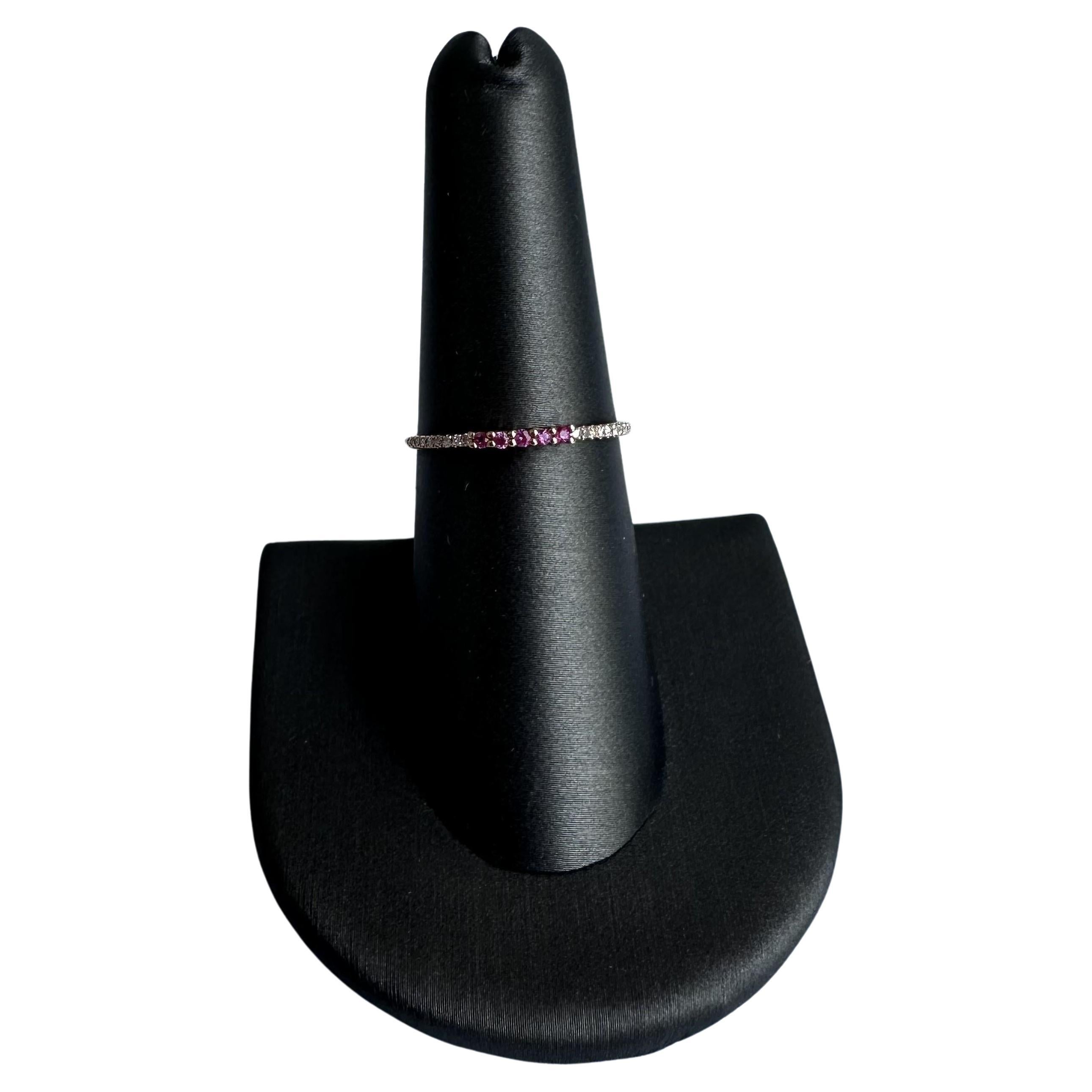 Ruby and Diamond Stackable Band in 14kt Rose Gold - Size 6.5, New